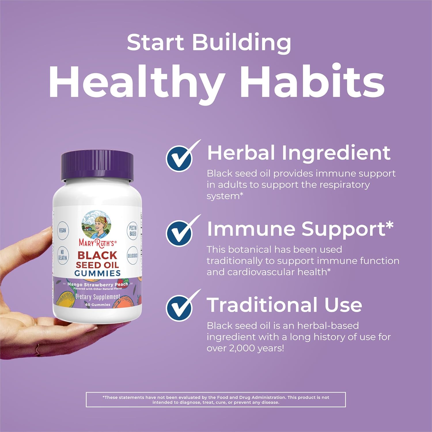 MaryRuth Organics Black Seed Oil Gummies, 60 Gummies