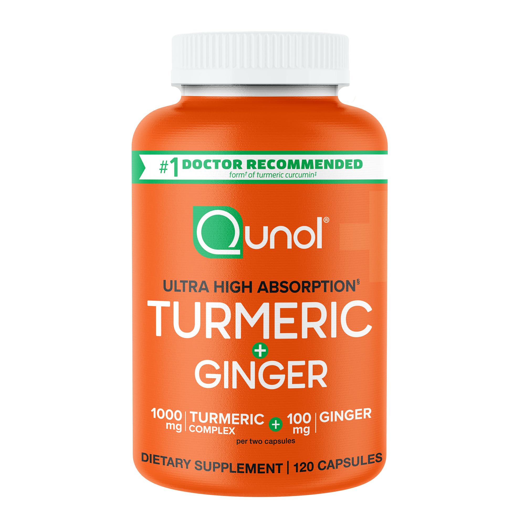 Qunol Turmeric + Ginger 1100mg 120 Capsules (Pack of 1)