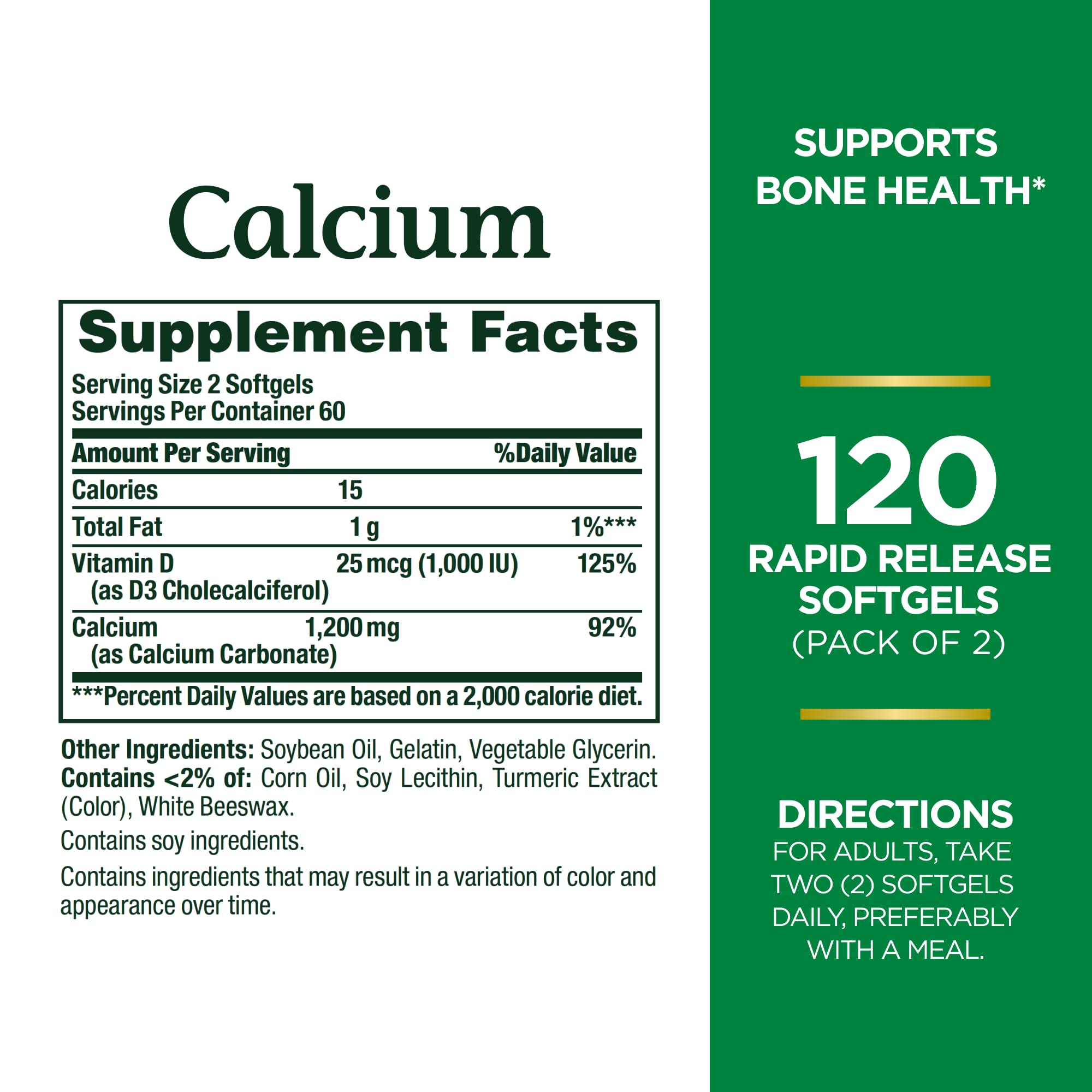 Nature’s Bounty Calcium 1200 mg, D3 1000 IU, 220 Softgels