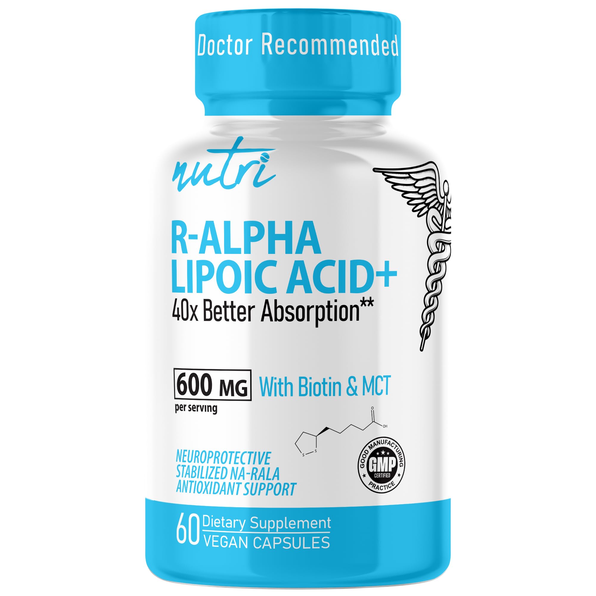 Nutri R-Alpha Lipoic Acid+ Vegan Capsules, 60 CT