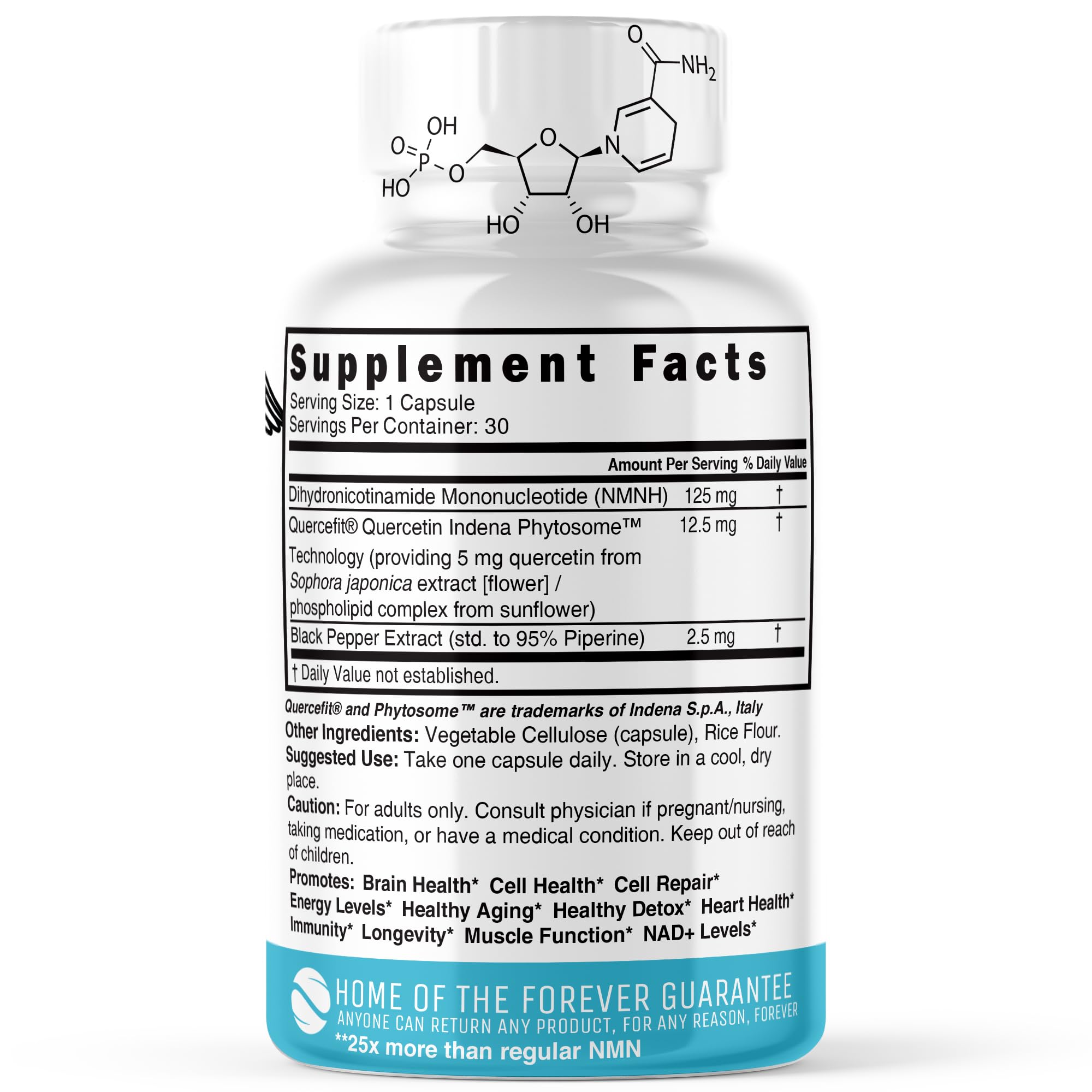 Nutri NMNH EXTRA Strength 125 Mg (Dihydronicotinamide Mononucleotide), 30 Capsules