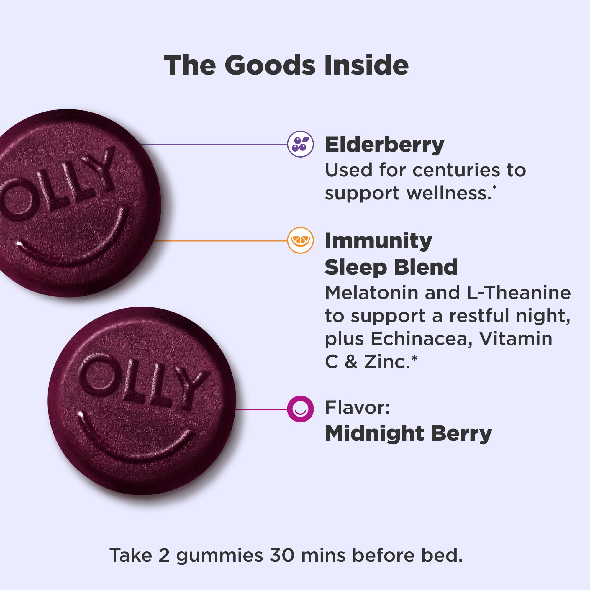 OLLY Sleep Immunity Melatonin Gummy, 36 count
