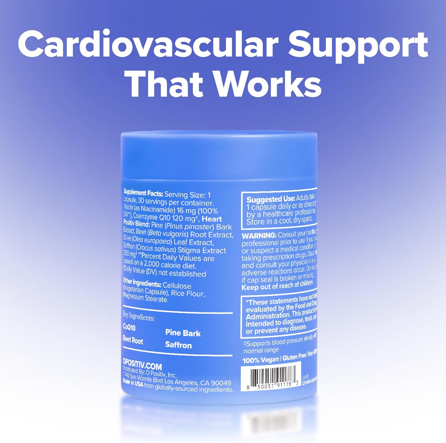 O Positiv MENO Heart + Blood Pressure Support, 30 Capsules