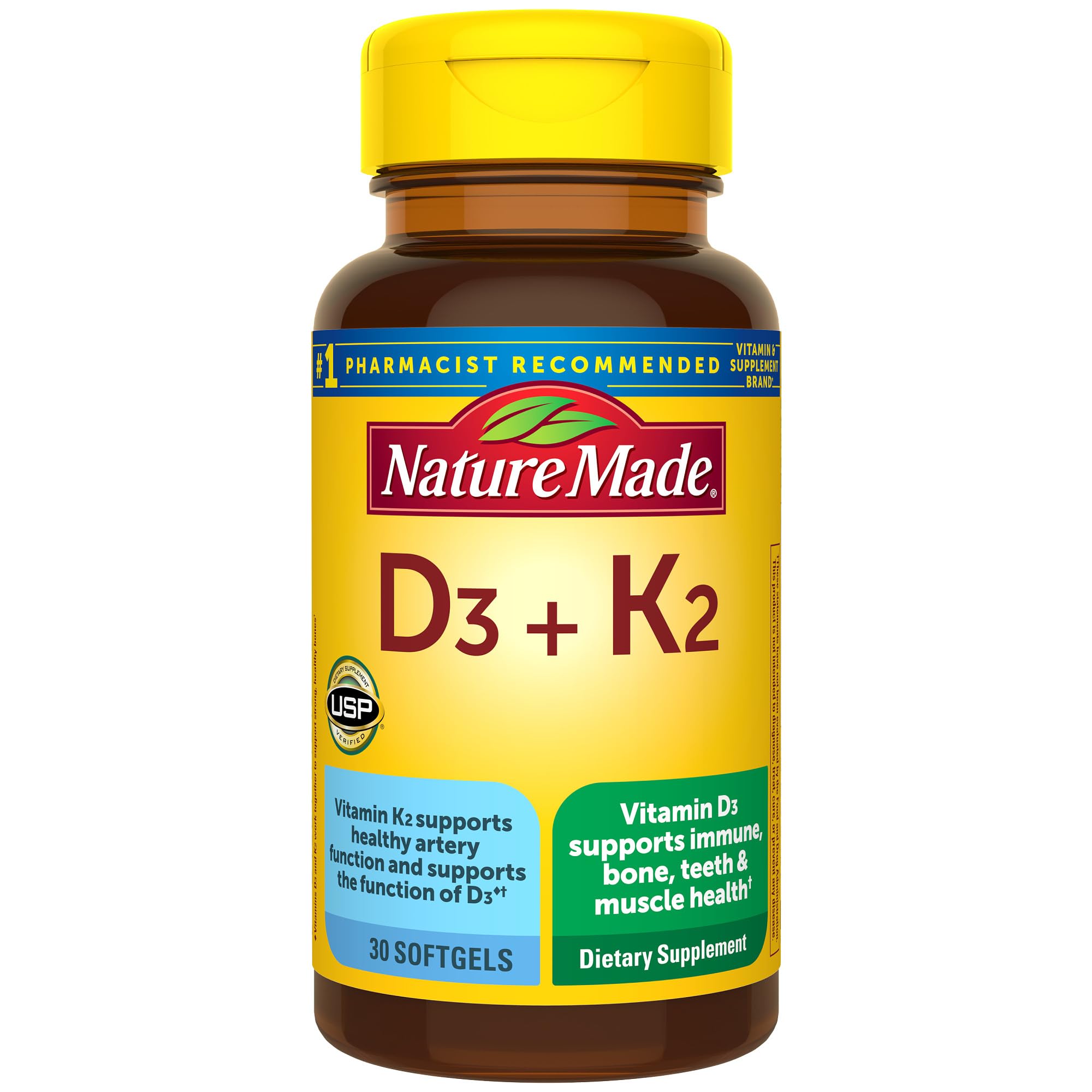 Nature Made Vitamin D3+K2  5000 IU (125 mcg) 30 Softgels