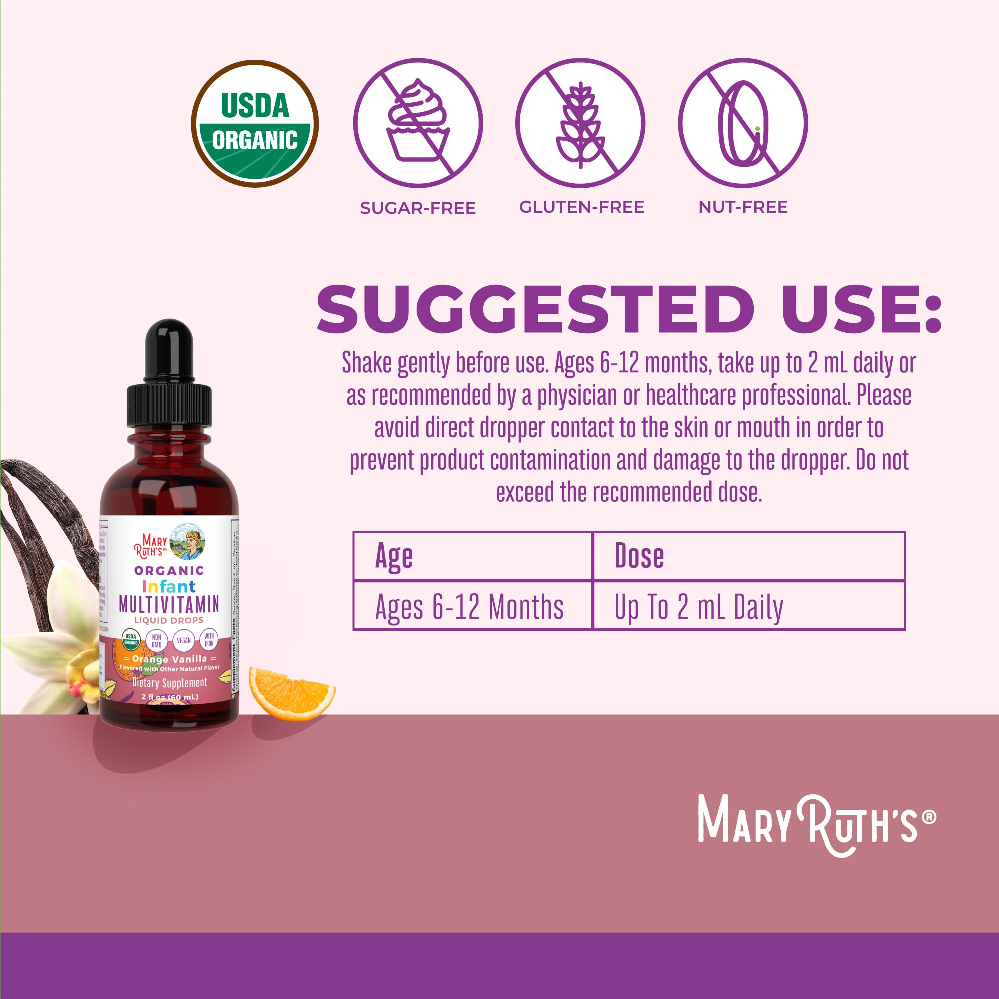 MaryRuth Organics Multivitamin & Multimineral with Iron for Toddlers, 2 Fl Oz