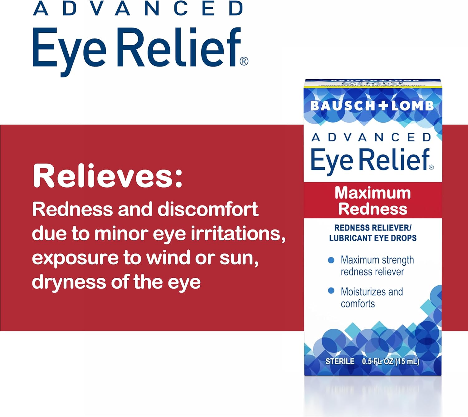 Bausch & Lomb Advanced Eye Relief Maximum Relief Lubricant/Redness Reliever Eye Drops, .5 oz