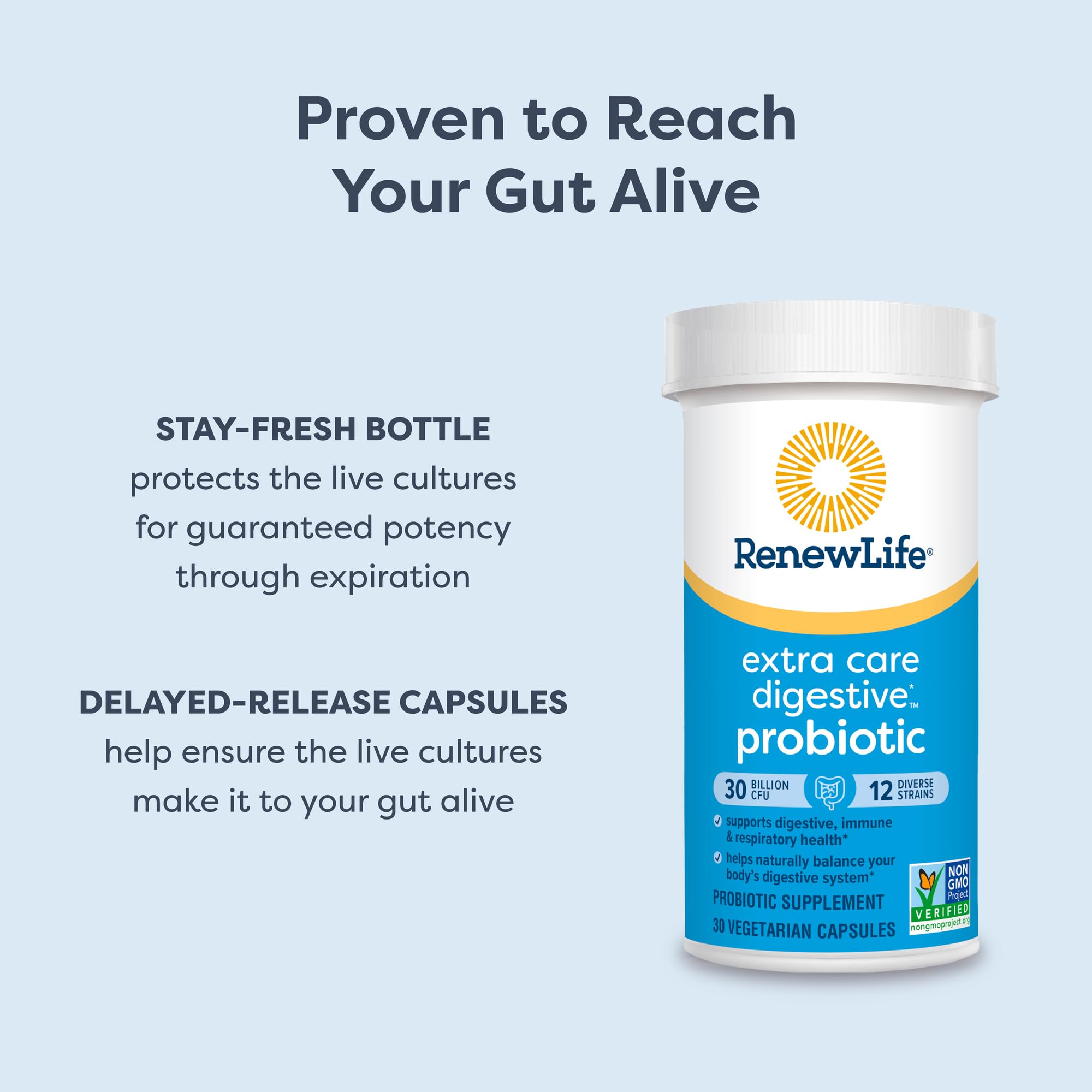 Renew Life Extra Care Digestive Probiotic Capsules 30 Billion CFU