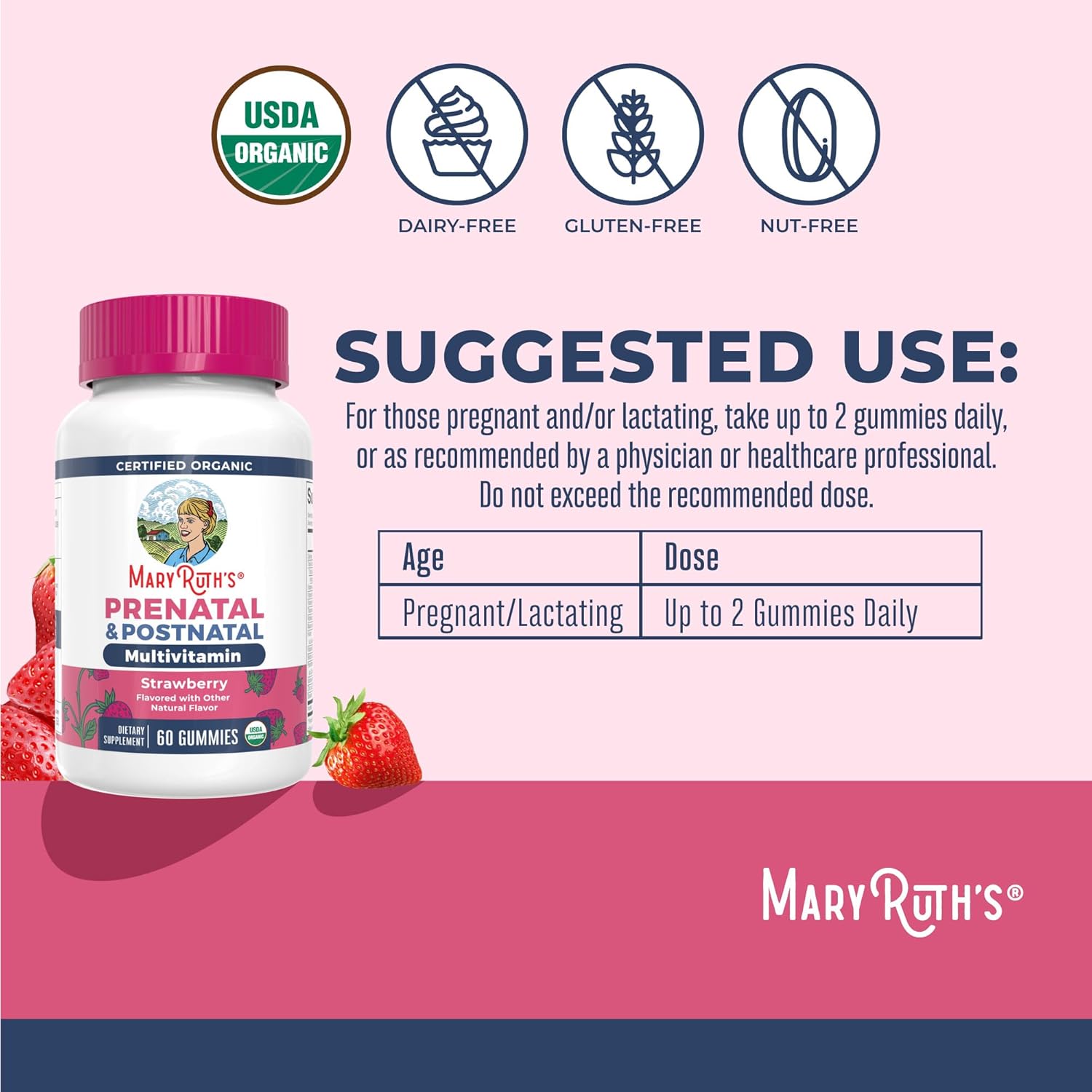 MaryRuth Organics Prenatal & Postnatal Vitamins, 30 Servings