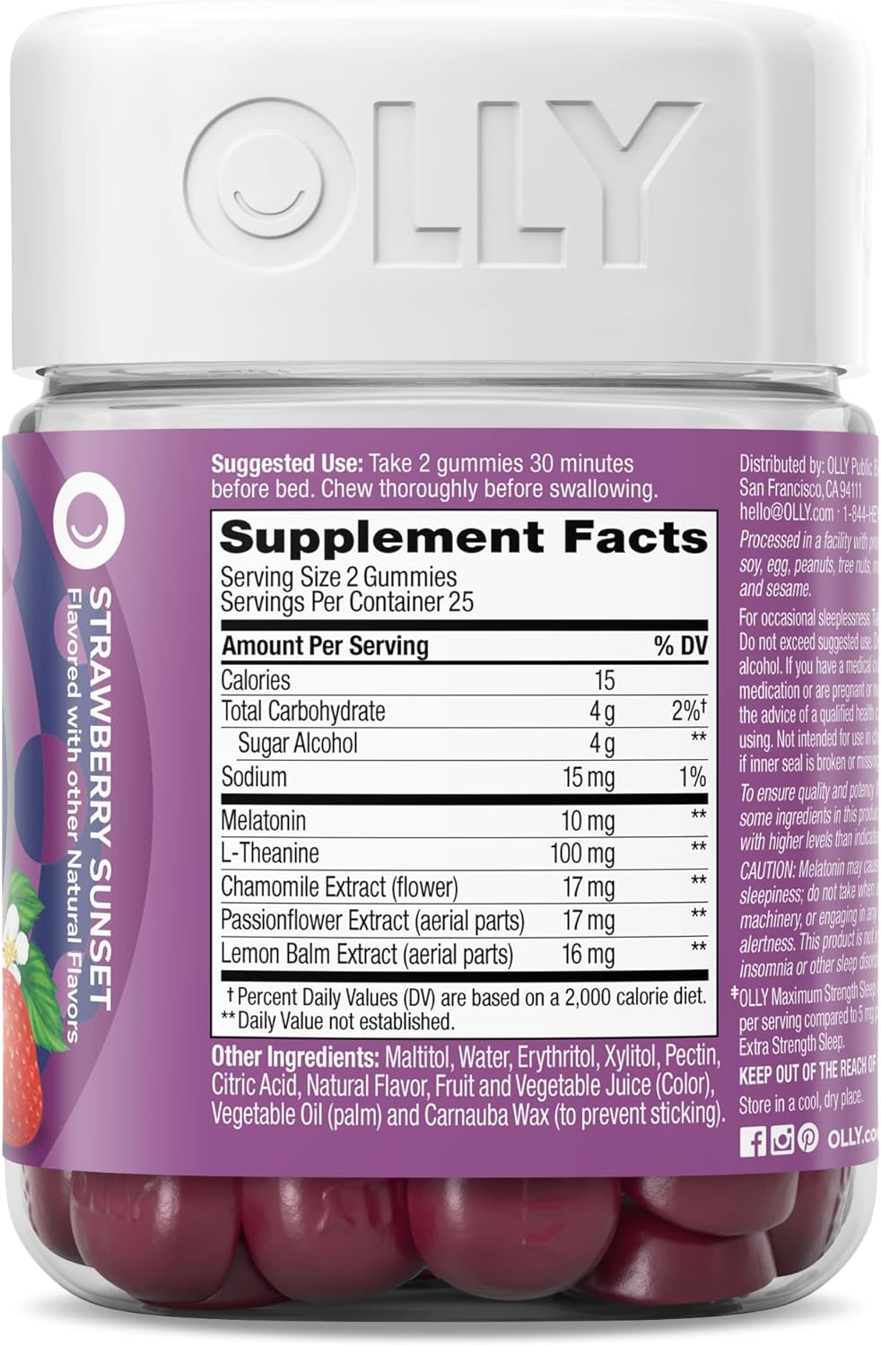 OLLY Max Strength Sleep Gummy, 10mg Melatonin, 50 Count