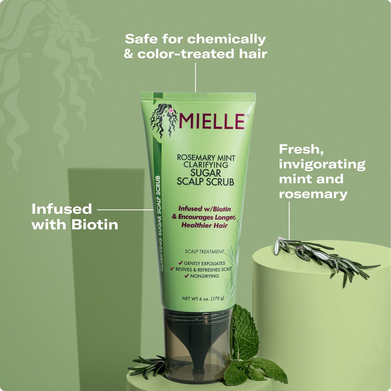 Mielle Organics Rosemary & Mint Sugar Exfoliating Scalp Scrub, 6 Fl Oz
