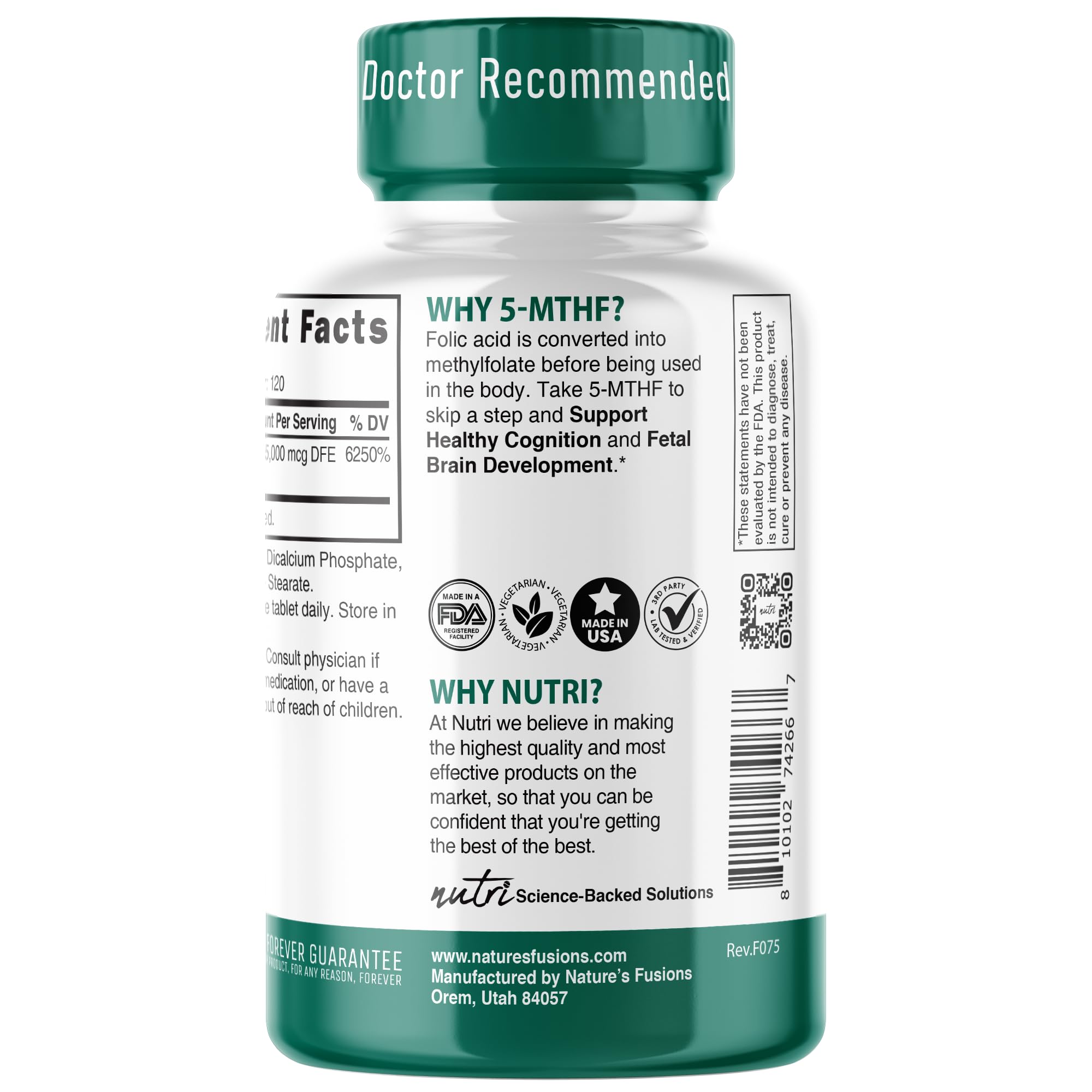 Nutri 5-MTHF L Methylfolate 15MG, 120 Tablet