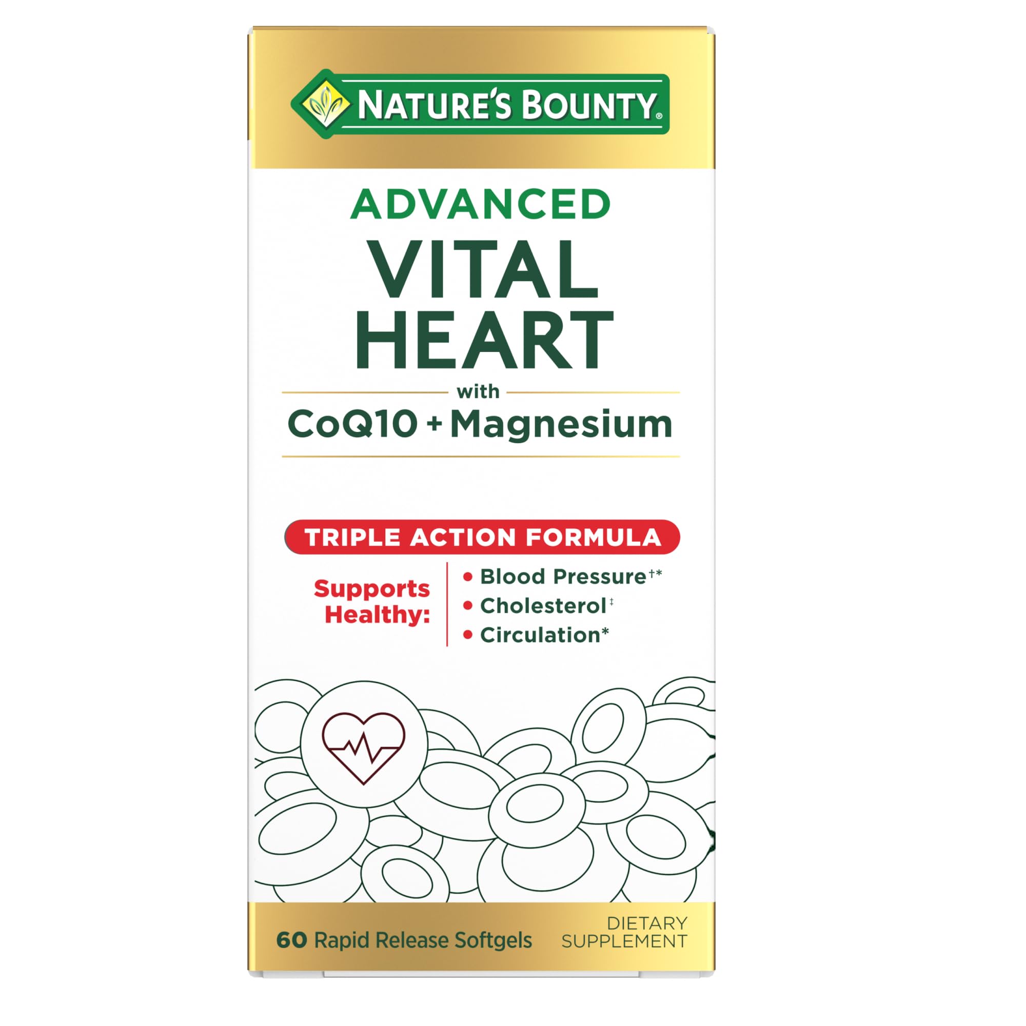 Nature’s Bounty Advanced Vital Heart with CoQ10 + Magnesium, 60 Softgels
