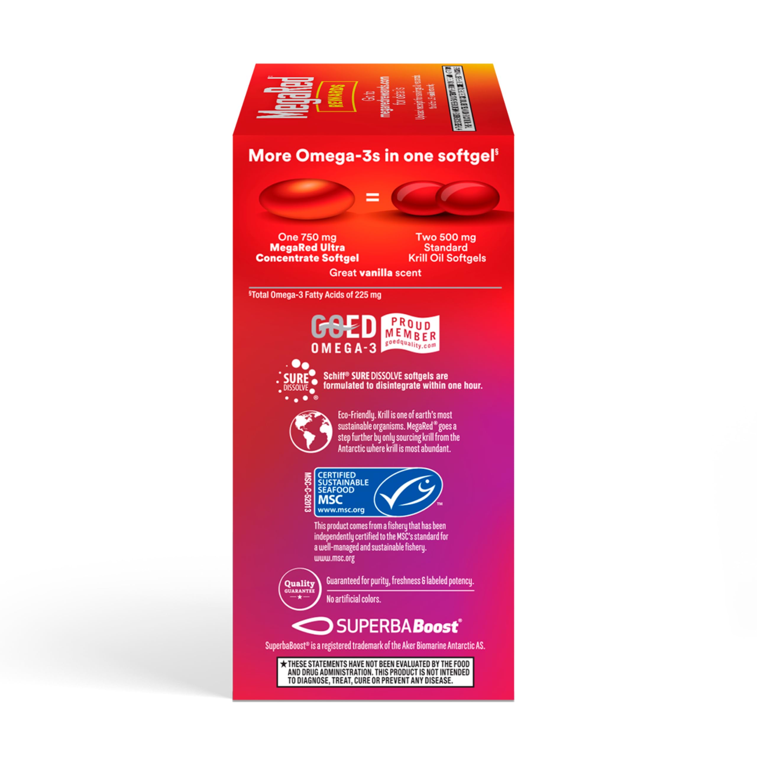 MegaRed Antarctic Krill Oil 500mg Omega 3 Fatty Acid Supplement, Extra Strength EPA & DHA Krill Oil Softgels (90cnt Box), Astaxanthin, Heart Health Supplement with No Fish Oil Aftertaste