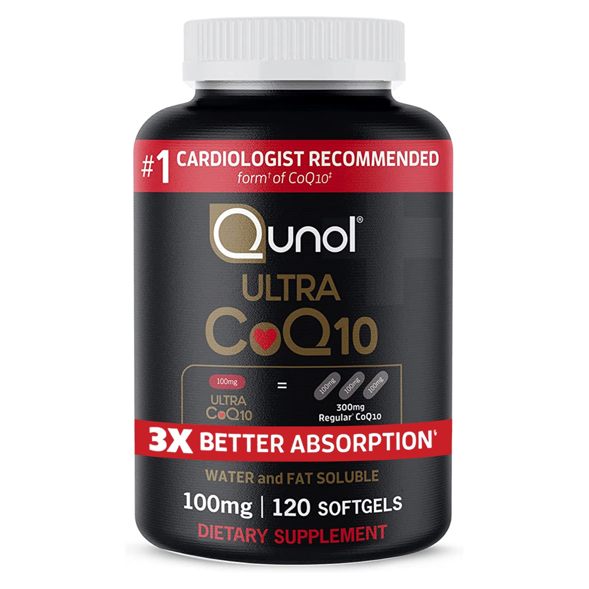 Qunol Ultra CoQ10 100mg 3x Better Absorption, 120 Count