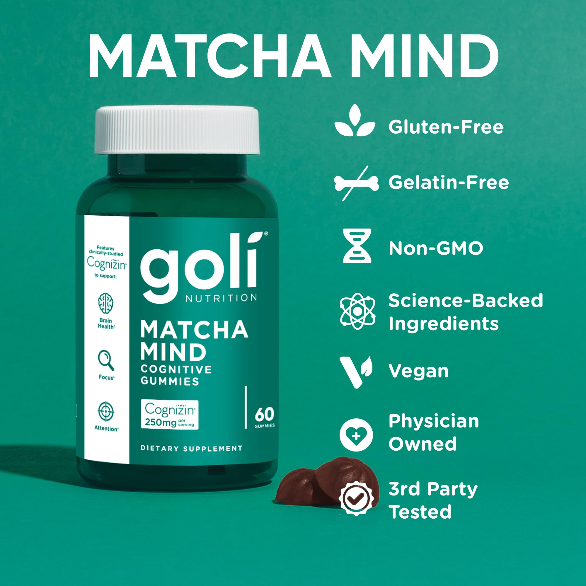 Goli Matcha Mind, 60 Gummies