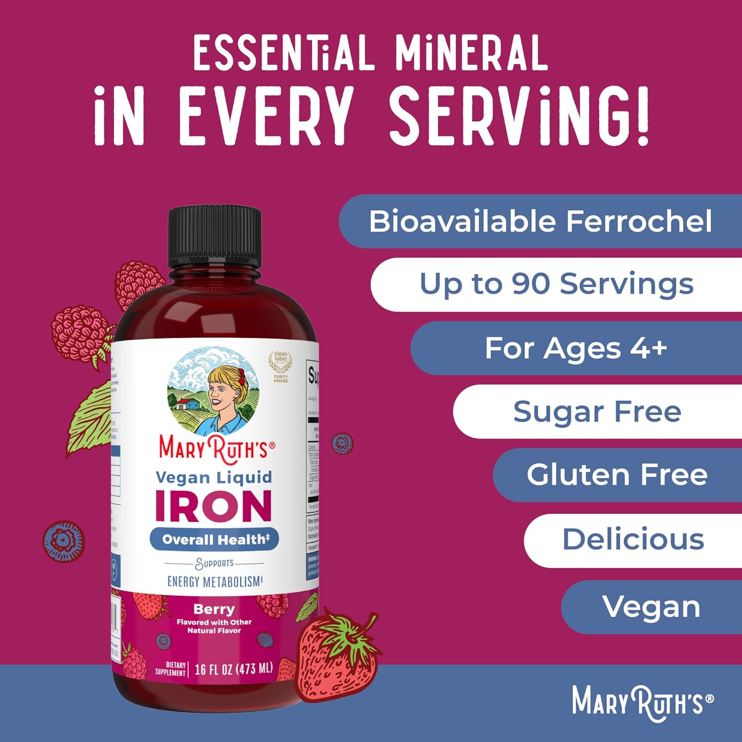 MaryRuth Organics Iron Supplement, 16oz
