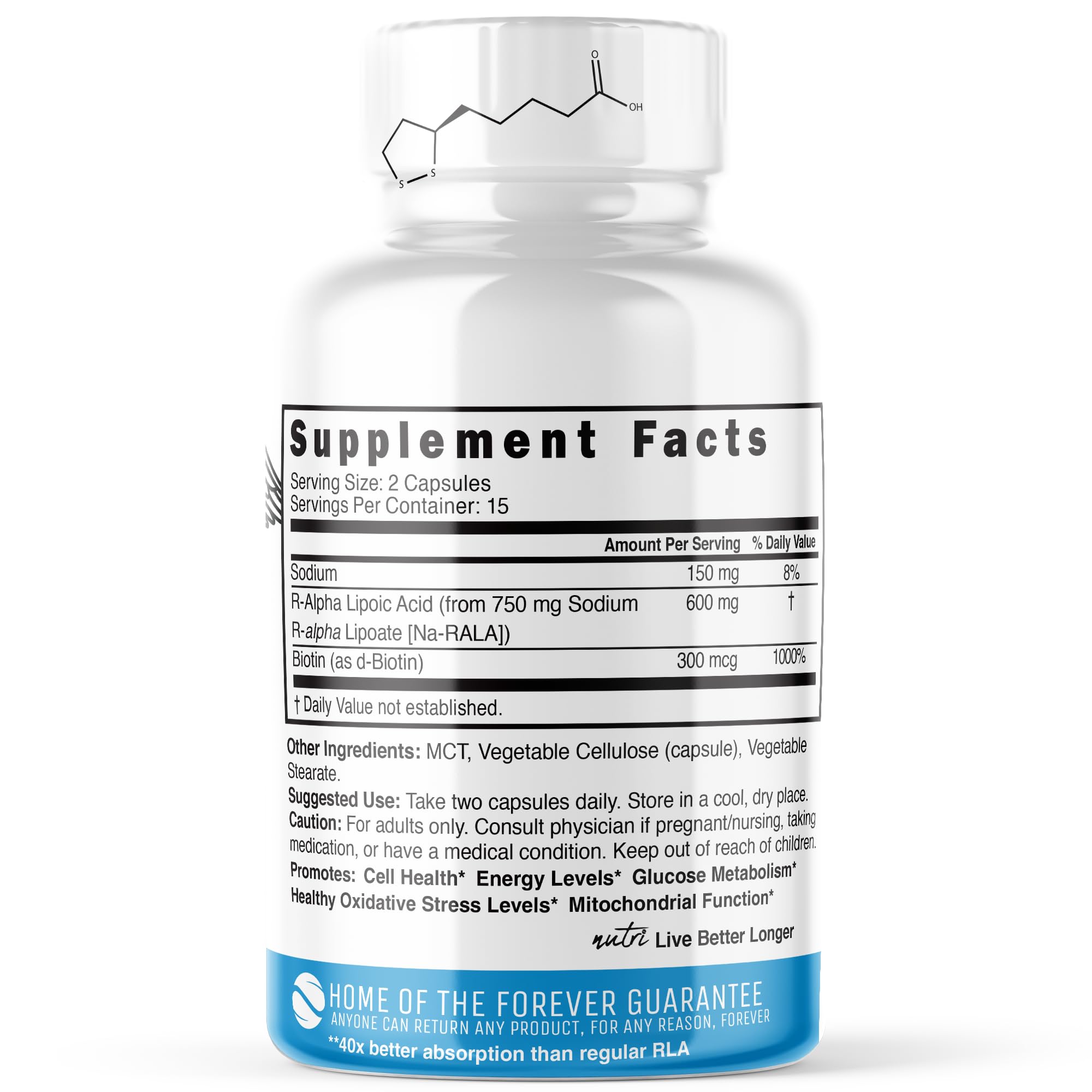 Nutri R-Alpha Lipoic Acid+ Vegan Capsules, 60 CT