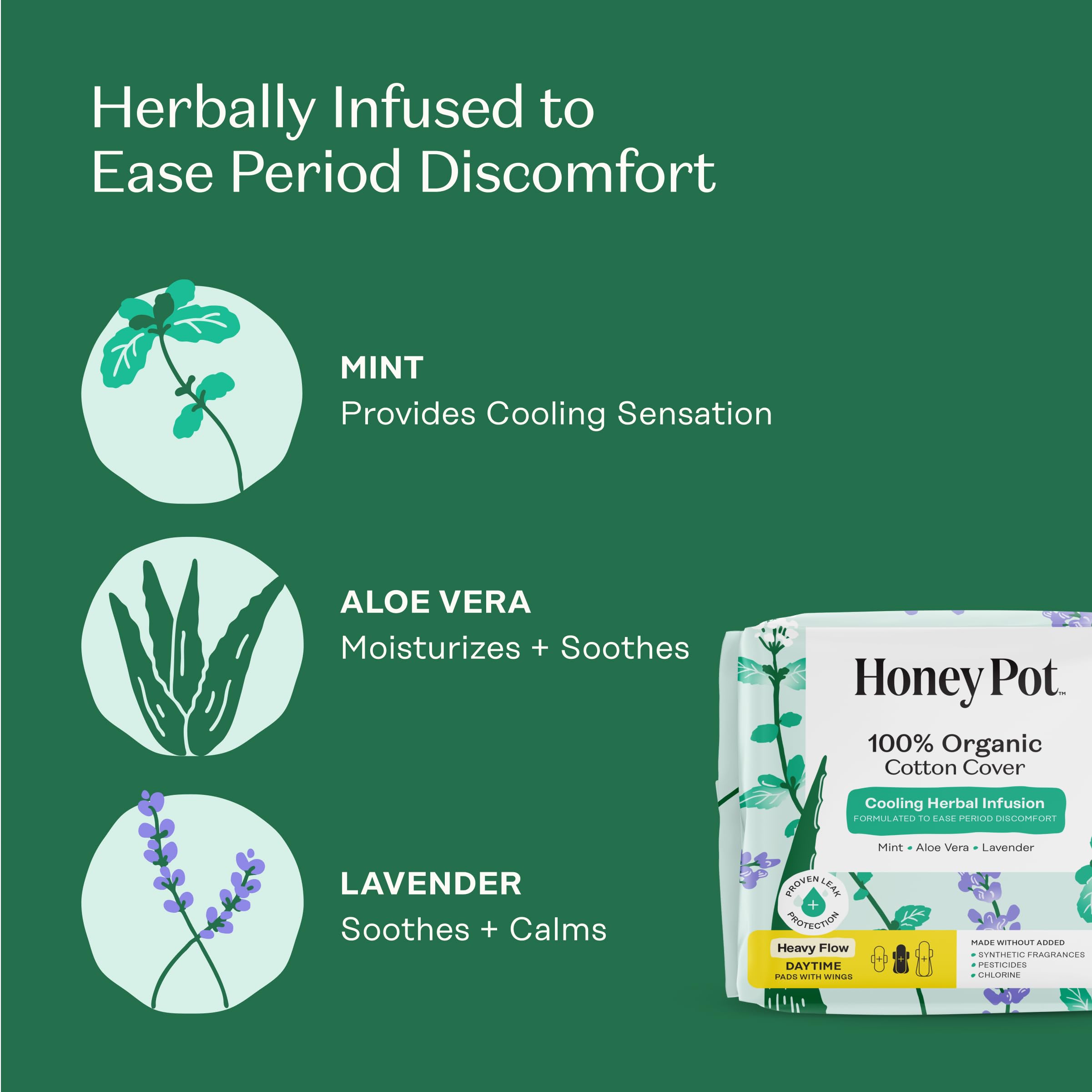 The Honey Pot Company Cooling Herbal Infusion Liners w/Wings