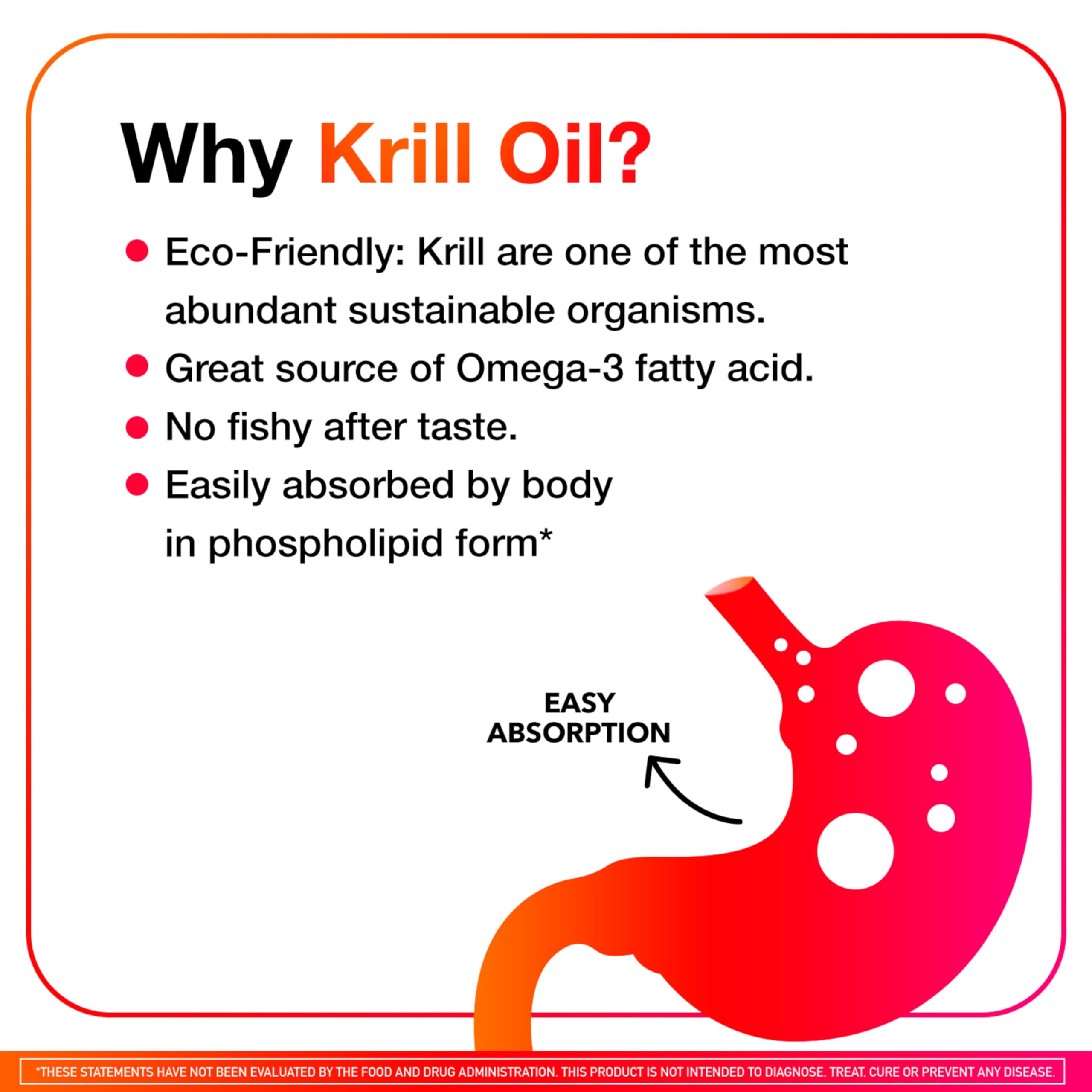 MegaRed Antarctic Krill Oil 500mg Omega 3 Fatty Acid Supplement, Extra Strength EPA & DHA Krill Oil Softgels (90cnt Box), Astaxanthin, Heart Health Supplement with No Fish Oil Aftertaste