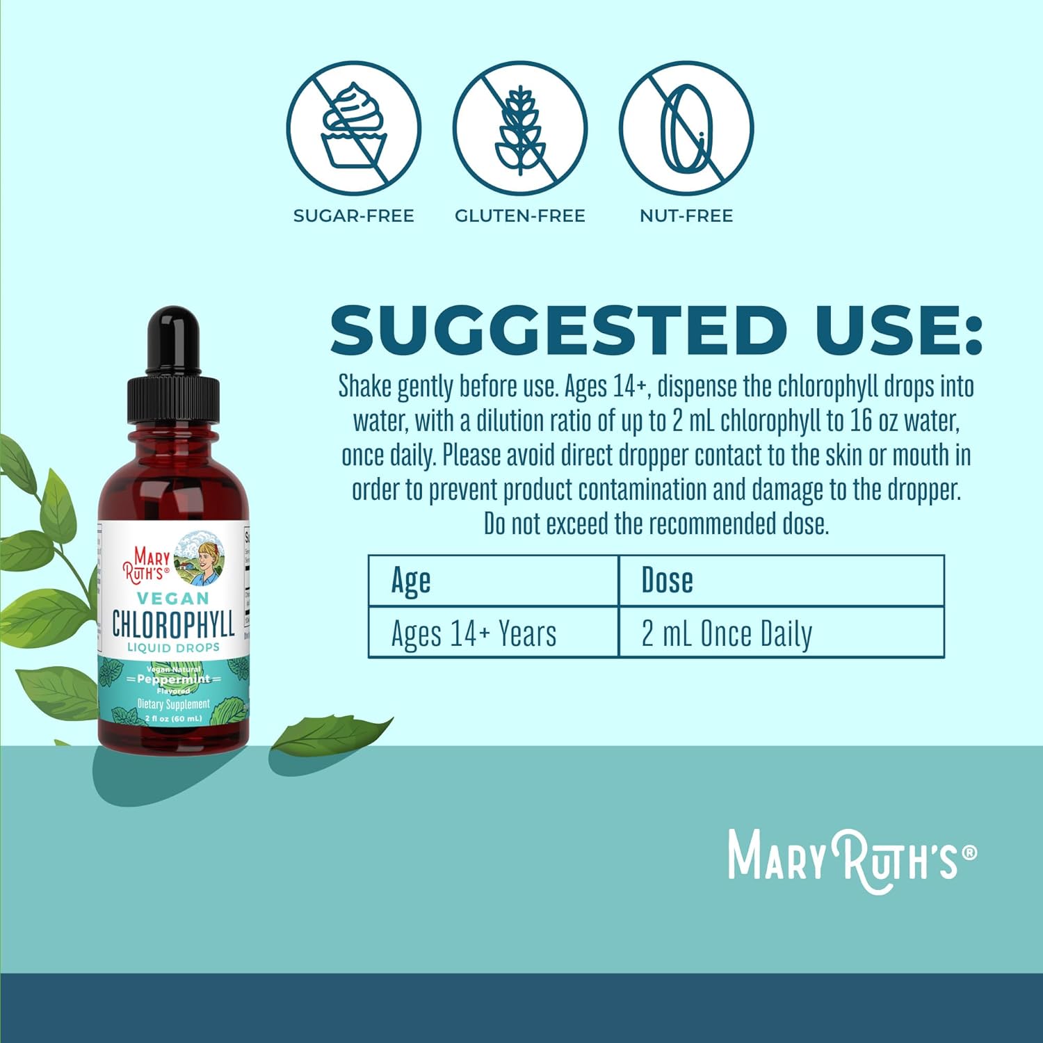 MaryRuth's Organics Vegan Liquid Chlorophyll Drops, 2 Fl Oz