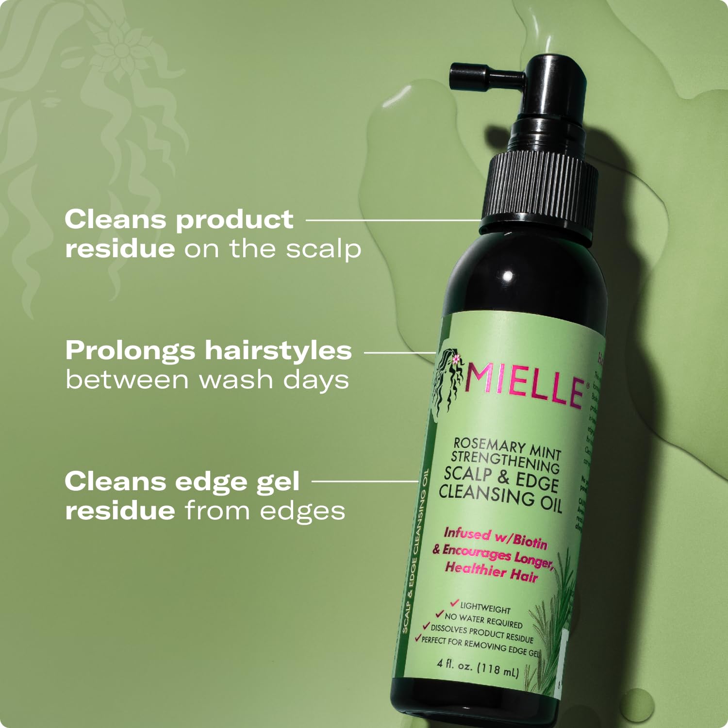 Mielle Organics Rosemary & Mint Scalp & Edge Cleansing Hair Oil, 4 Oz