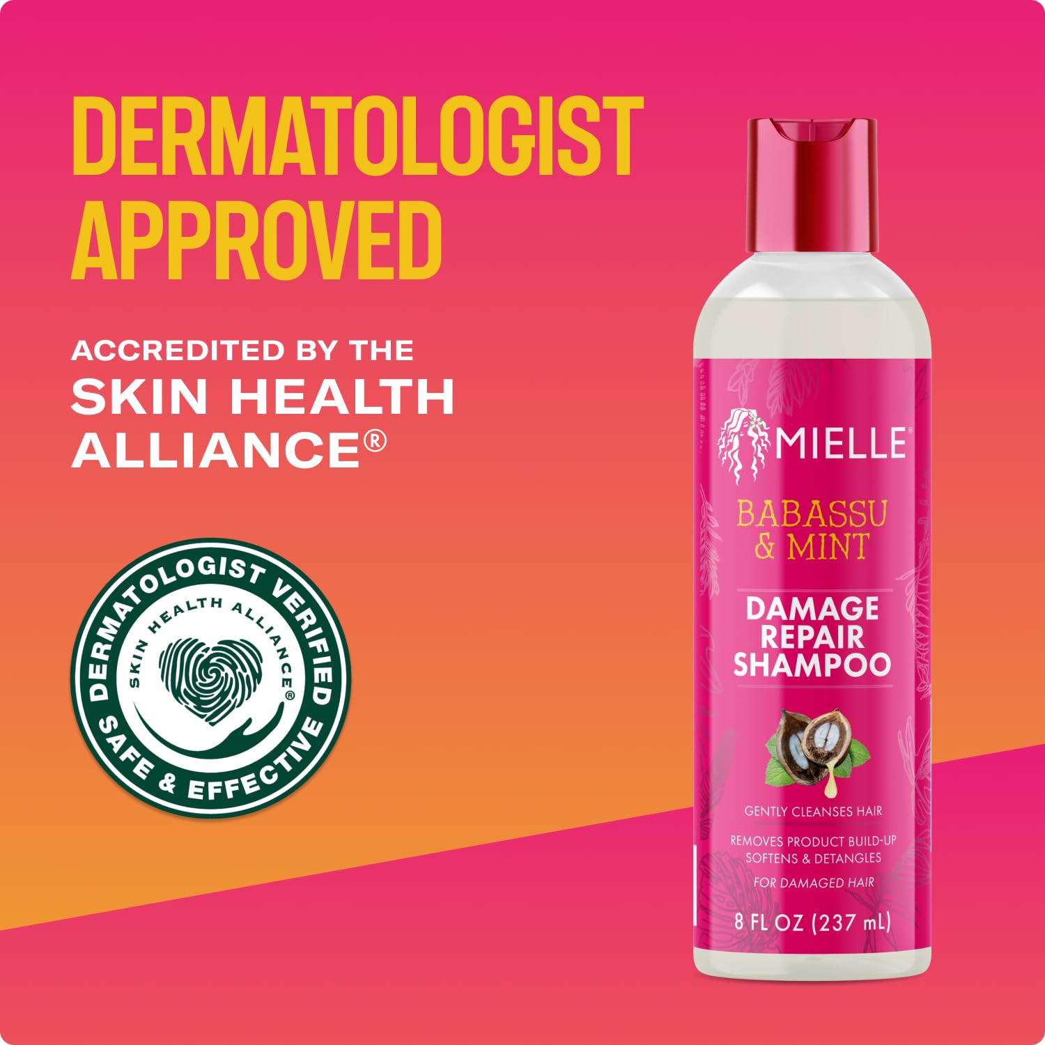 Mielle Organics Babassu & Mint Damage Repair Hair Shampoo 8 fl oz