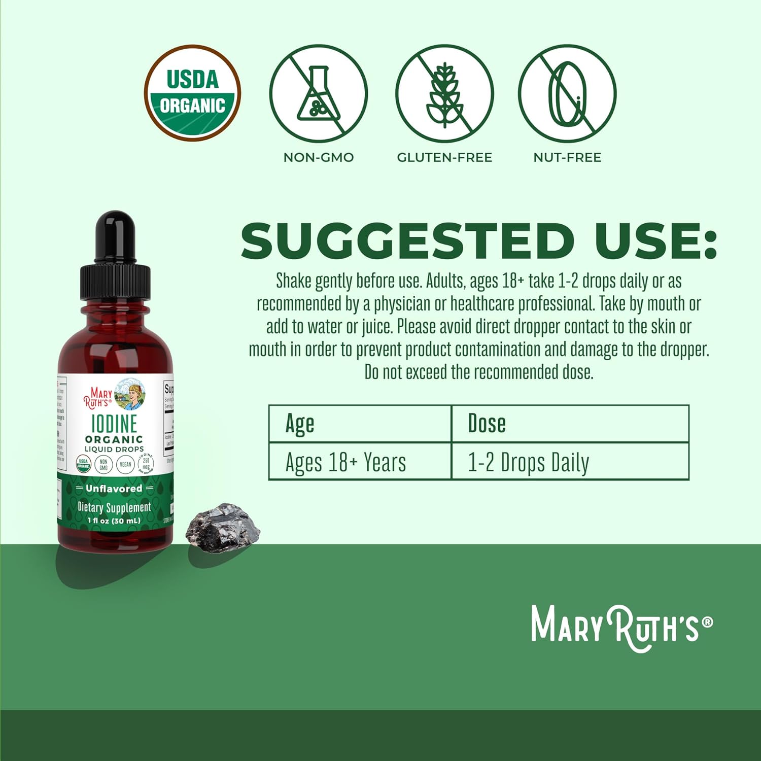 MaryRuth Organics Iodine Liquid Drops, 1 Fl Oz