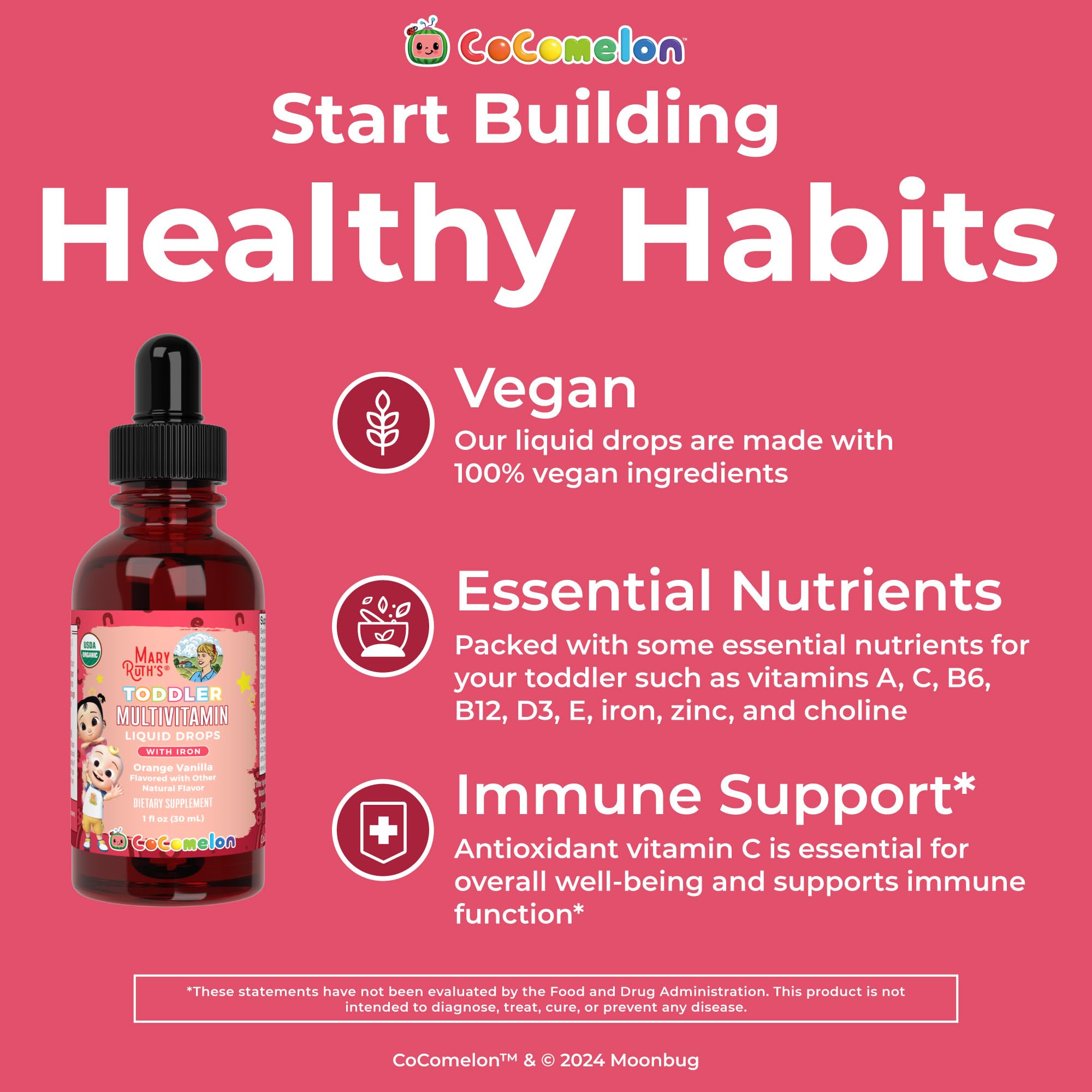 MaryRuth Organics Multivitamin & Multimineral with Iron for Toddlers, 2 Fl Oz