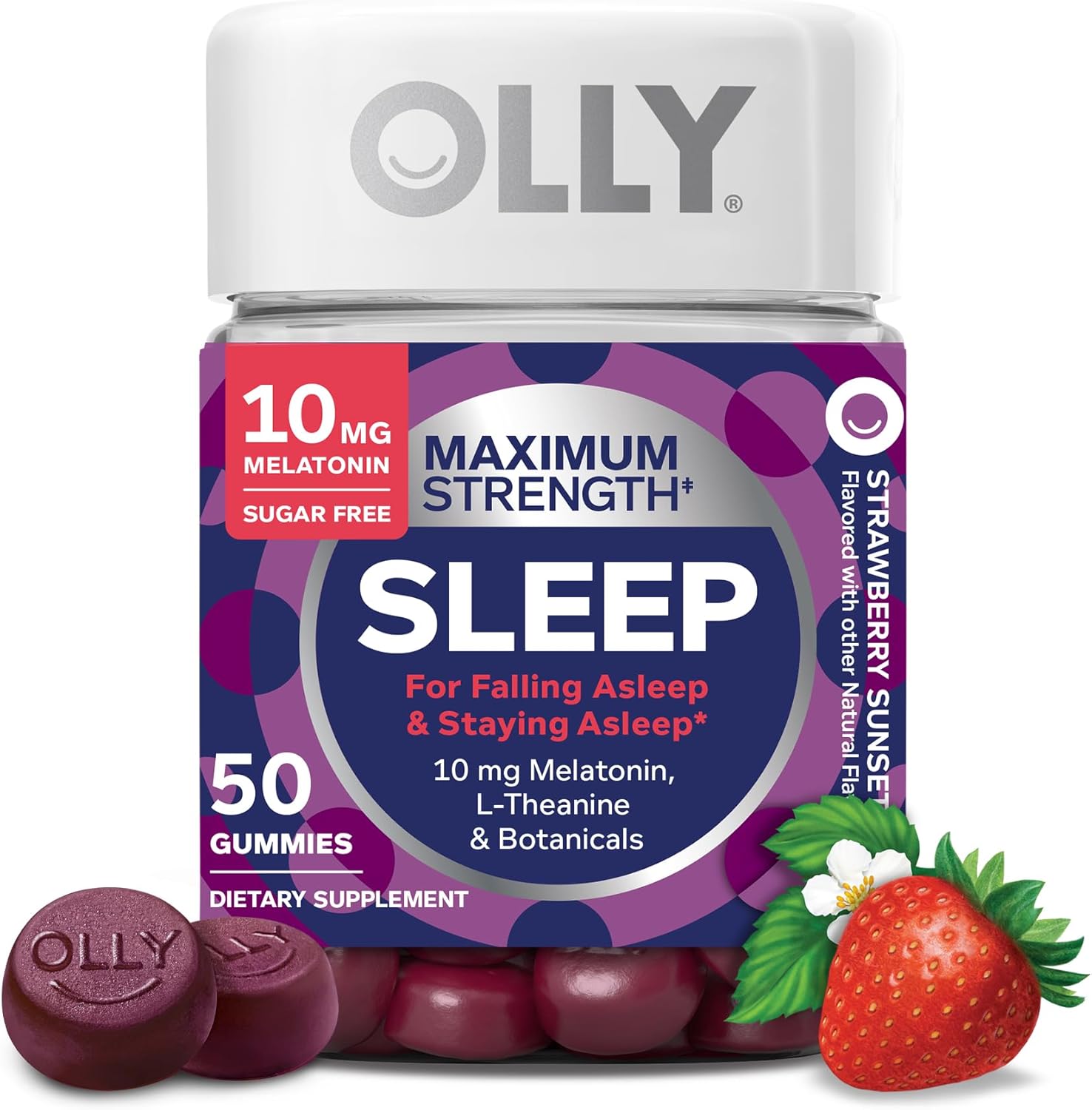 OLLY Max Strength Sleep Gummy, 10mg Melatonin, 50 Count