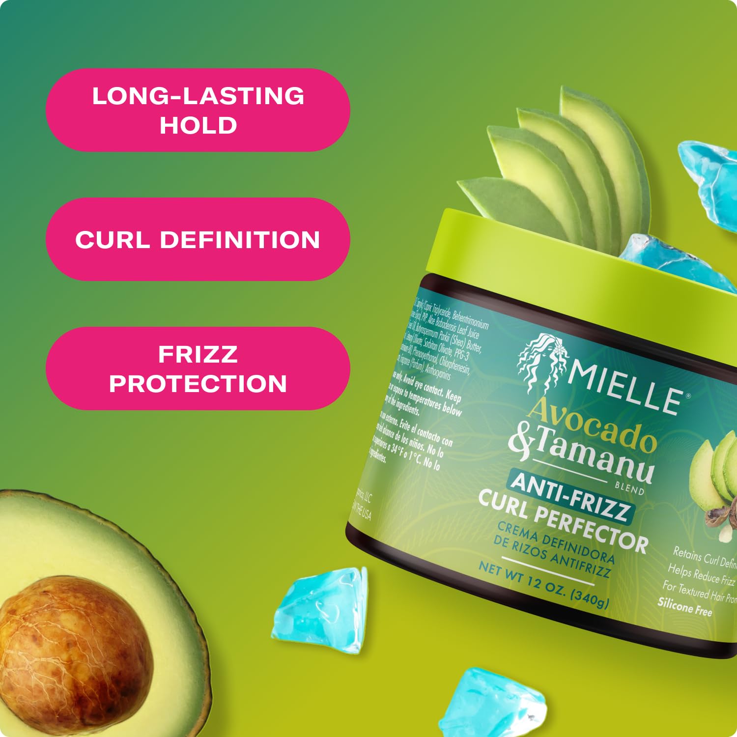 Mielle Organics Avocado & Tamanu Anti-Frizz Curl Perfector, 12oz