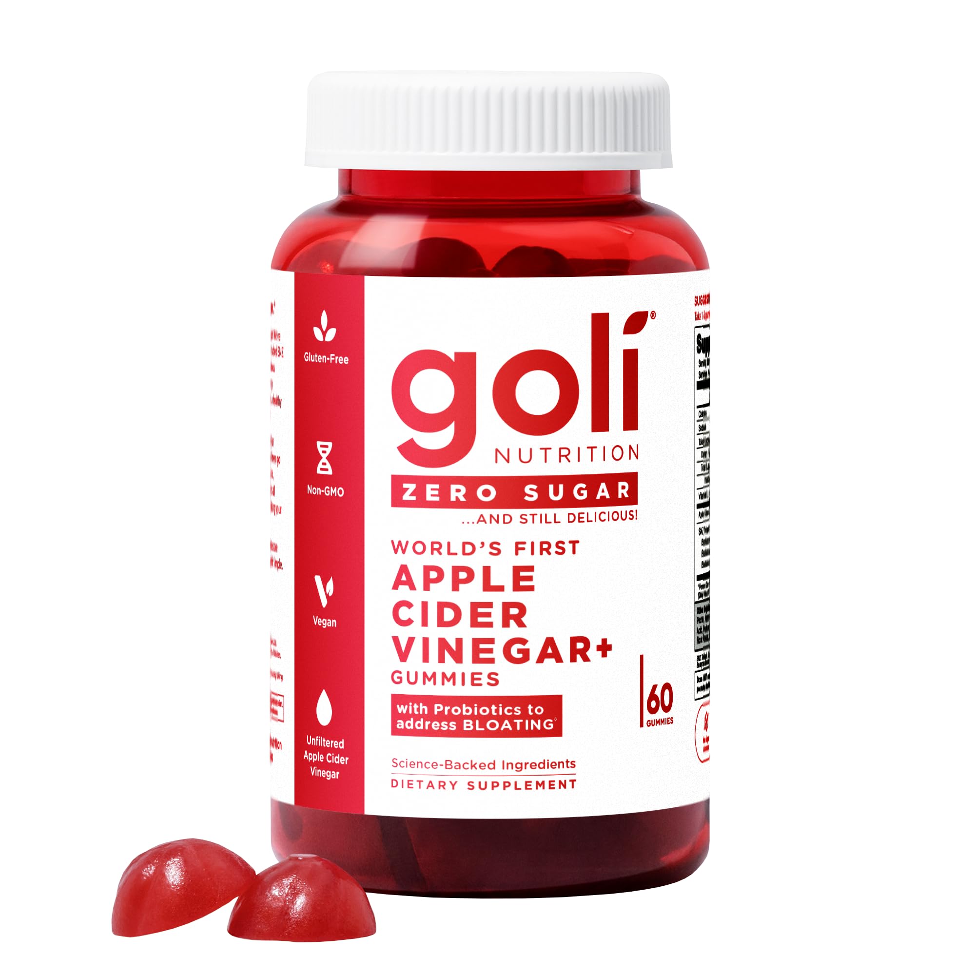 Goli Zero Sugar Apple Cider Vinegar, 60 Gummies