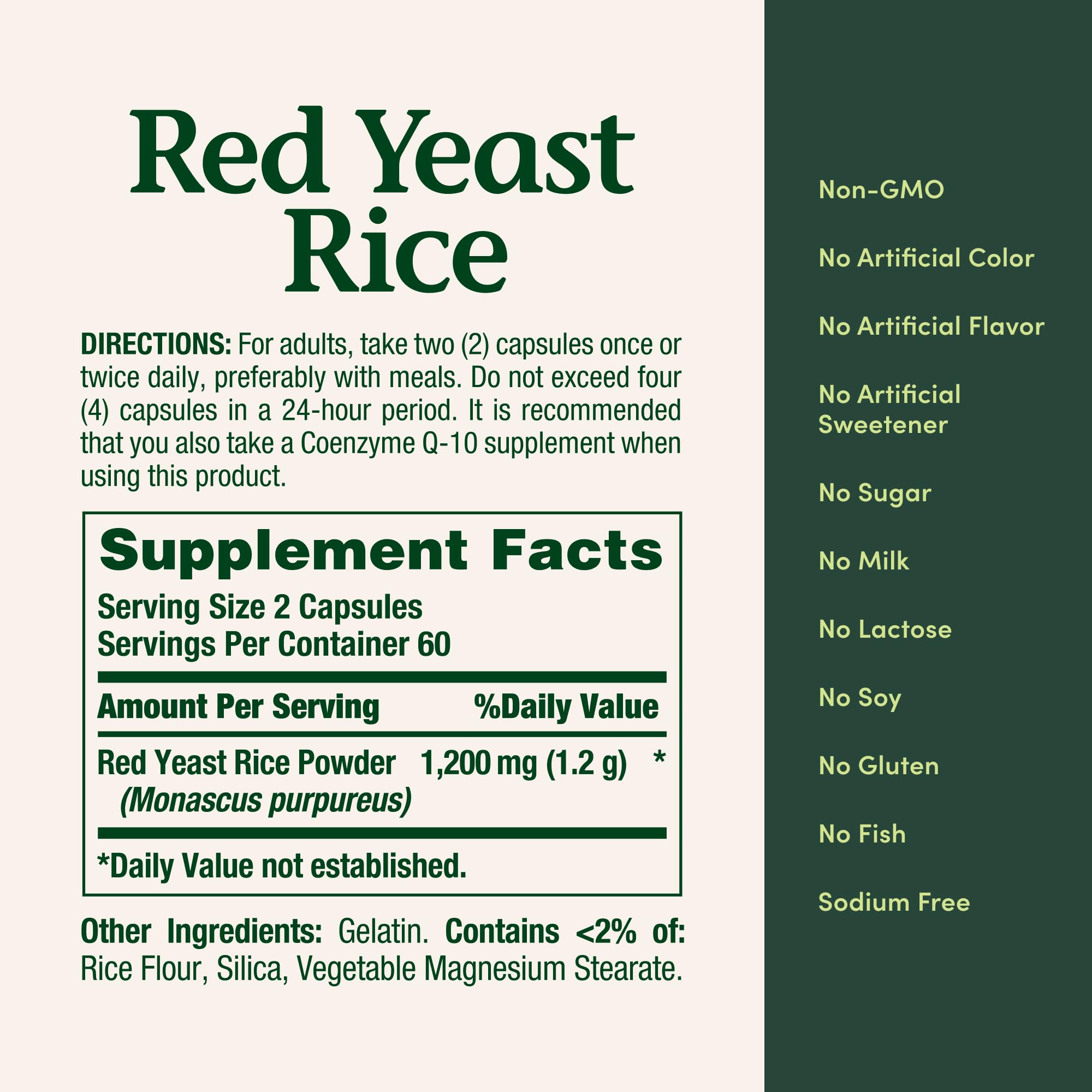 Nature's Bounty Red Yeast Rice, 600mg Capsules