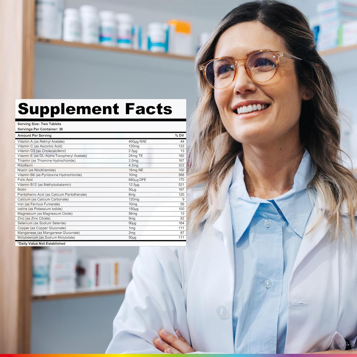 Health & Her Multivitamin Supplement for Women Taking Birth Control - Nutrition Support - 1 Month Supply, 60 Tablets - Vegan & Gluten Free