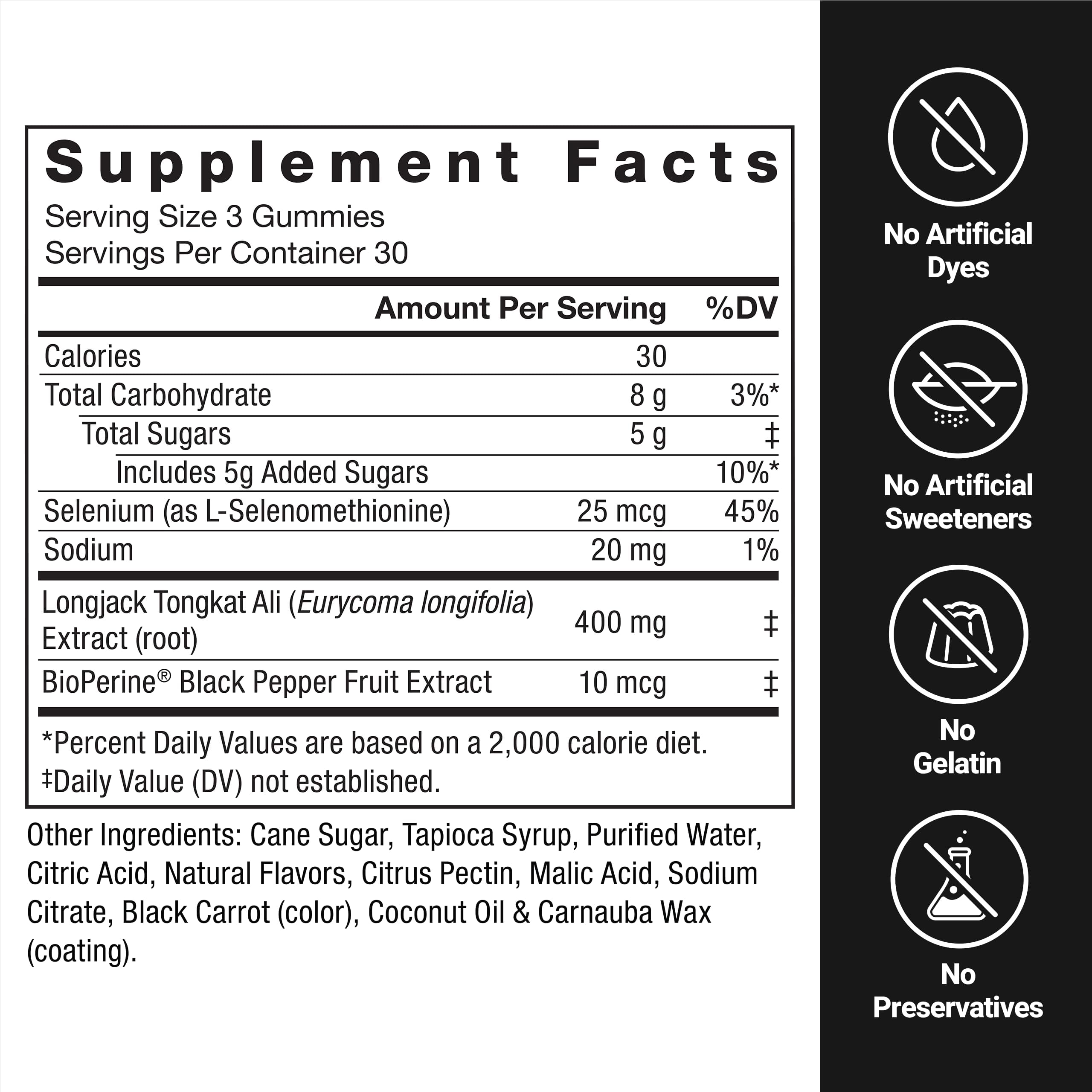 Force Factor Longjack Tongkat Ali 400mg, 90 gummies