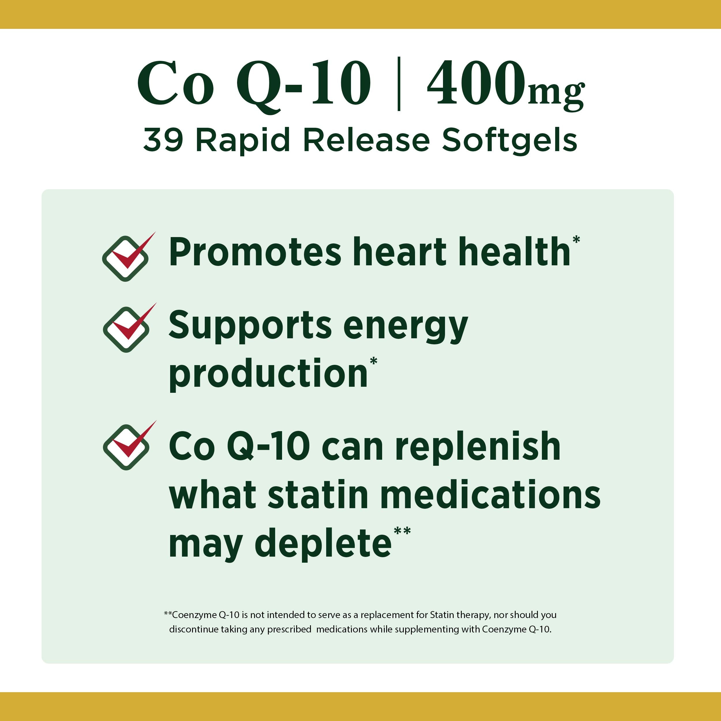 Natures Bounty Co Q-10 400mg, 39 Rapid Release Softgels