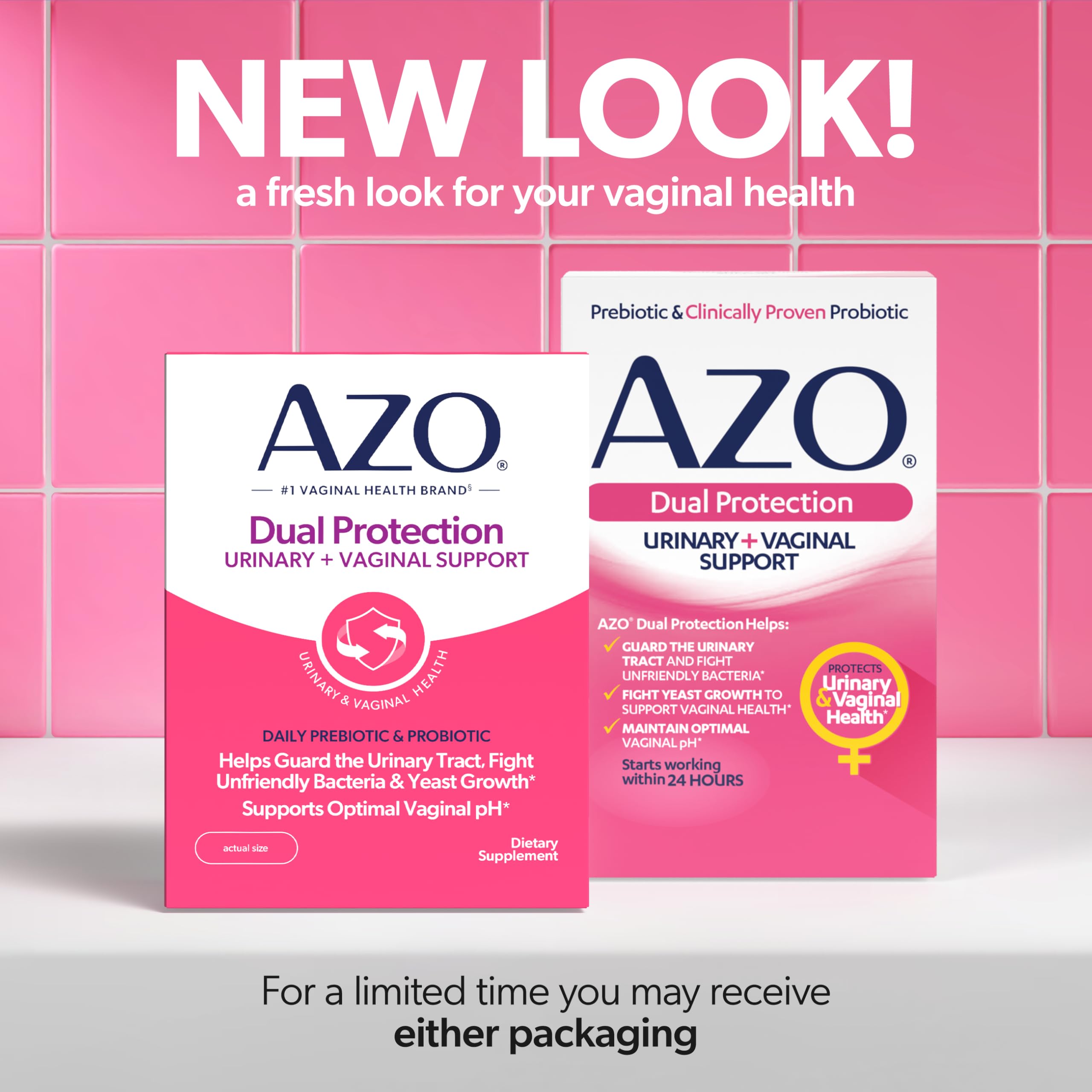 AZO Dual Protection, Urinary + Vaginal Support, 30 Count