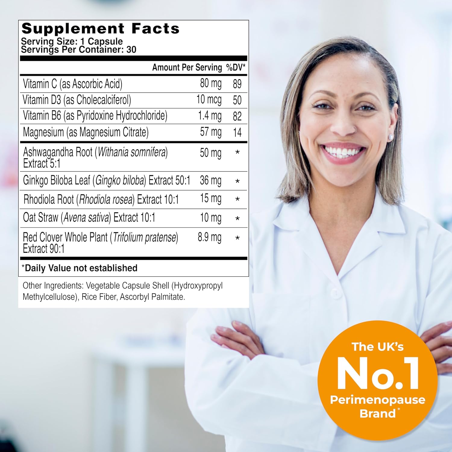 Health & Her Perimenopause Mind+ Cognitive Function Support, for Early Stage of Menopause, Mental Energy, Supplements for Women with Vitamins, Gluten-Free, Non-GMO, Vegan (30 ct - 1 Month)