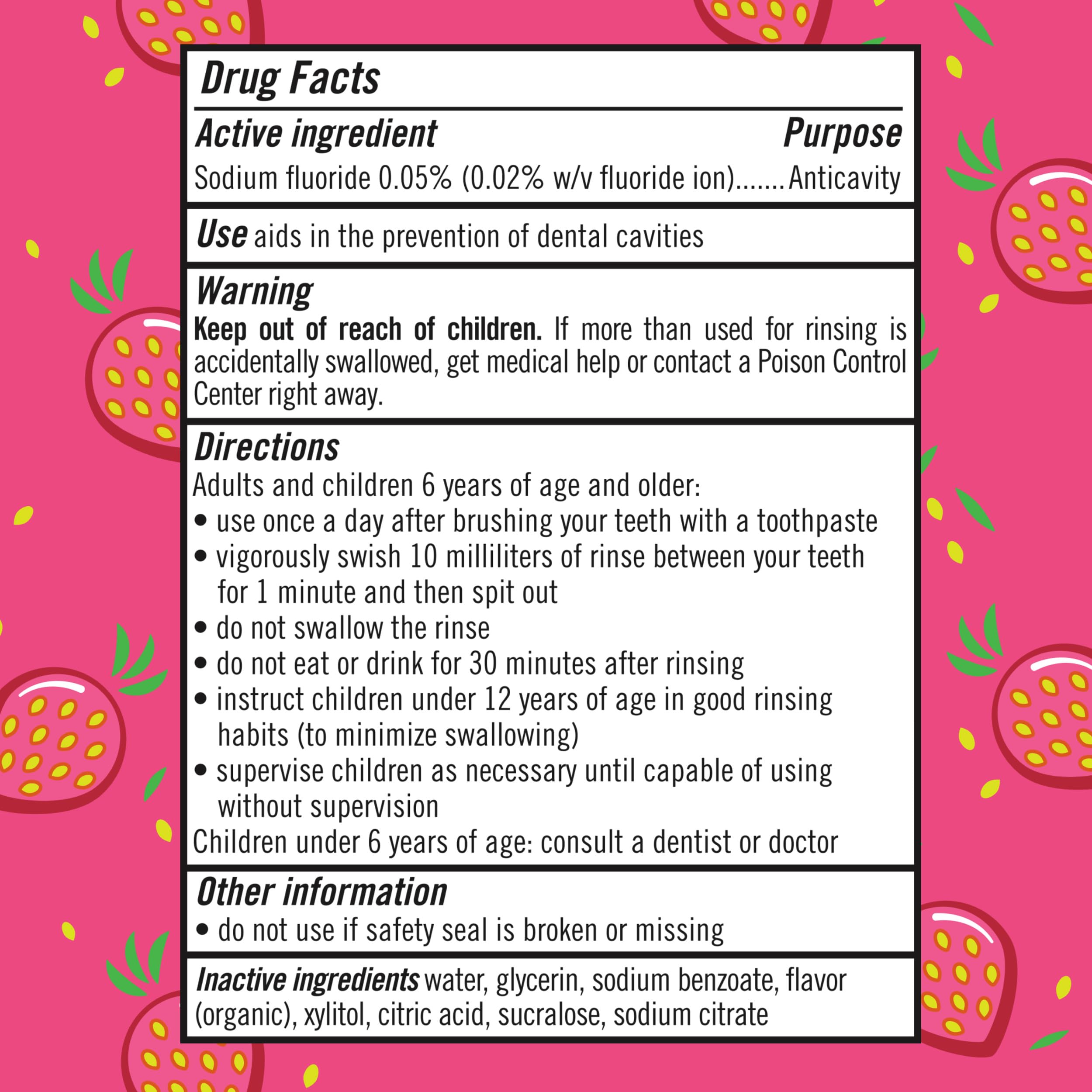 TheraBreath Kids Organic Wacky Watermelon Mouthwash, 16 Fl Oz