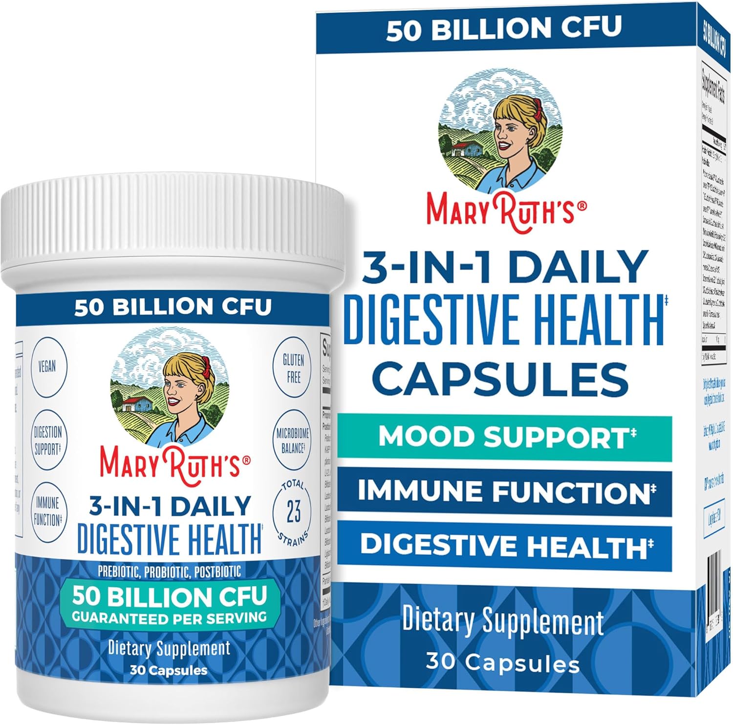 MaryRuth's 3-in-1 Probiotics, 50 Billion CFU, 30 Servings