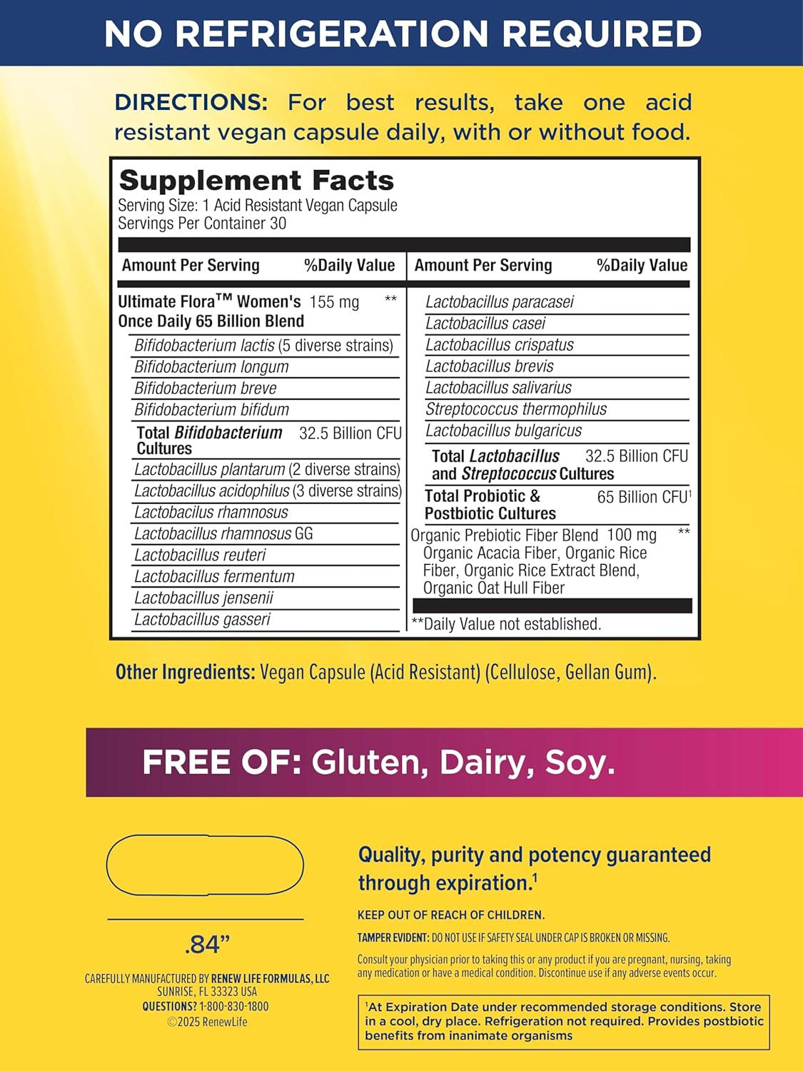 Renew Life Ultimate Flora Women's Once Daily Probiotic 65 Billion, 30 Count