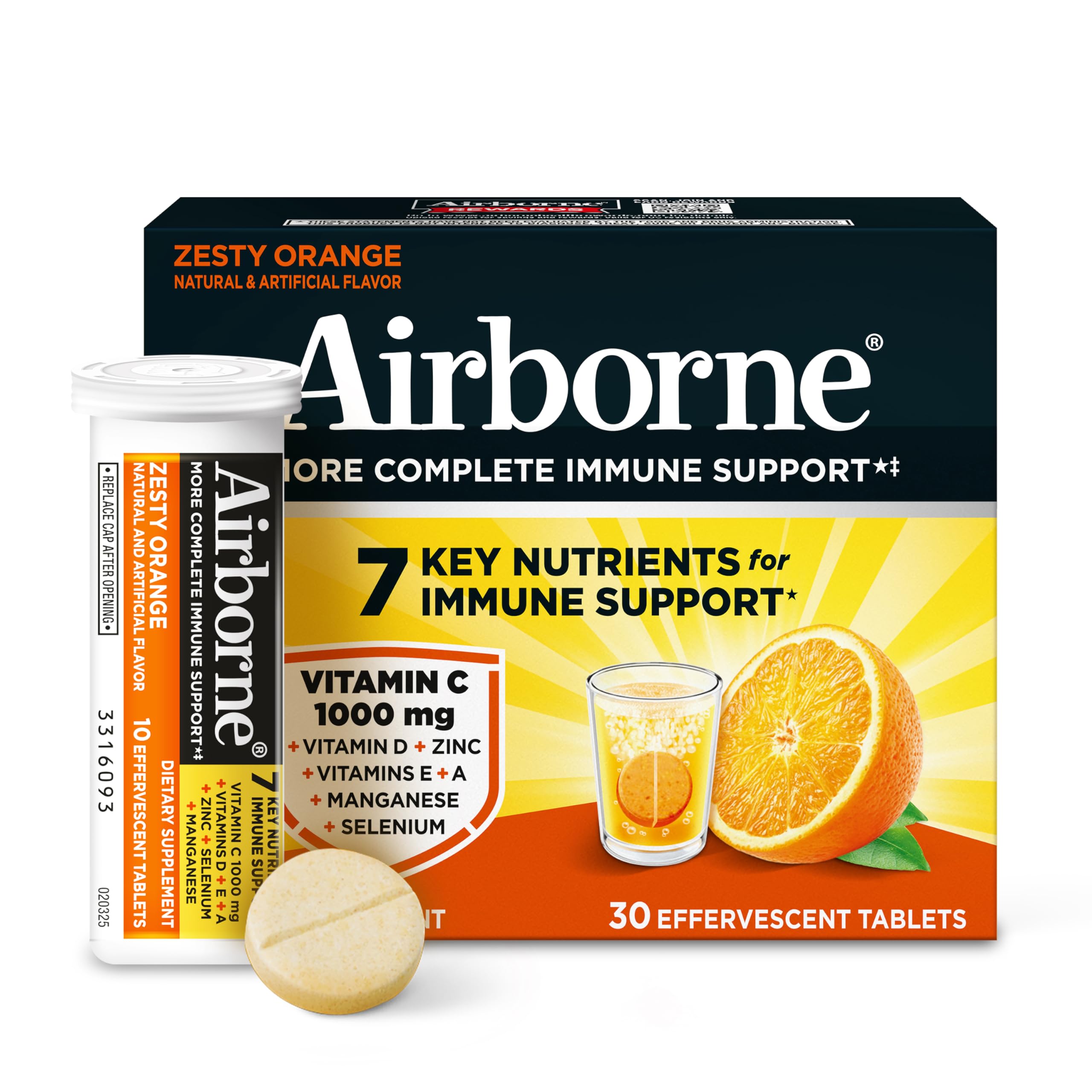 Airborne 1000mg Vitamin C, Effervescent Tablets, 3 Flavors