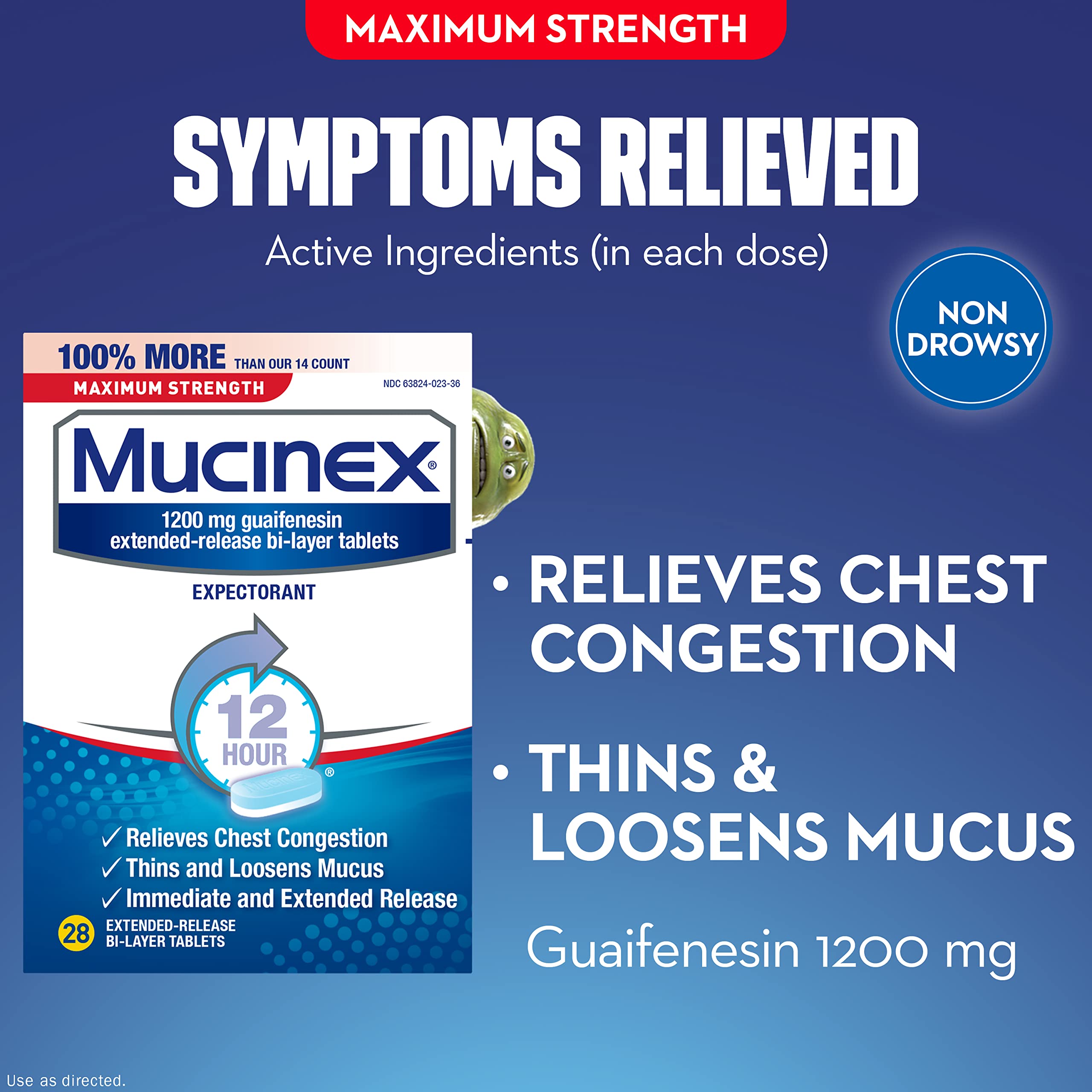 Mucinex Maximum Strength 12 Hour Chest Congestion 1200 mg, 28 Count