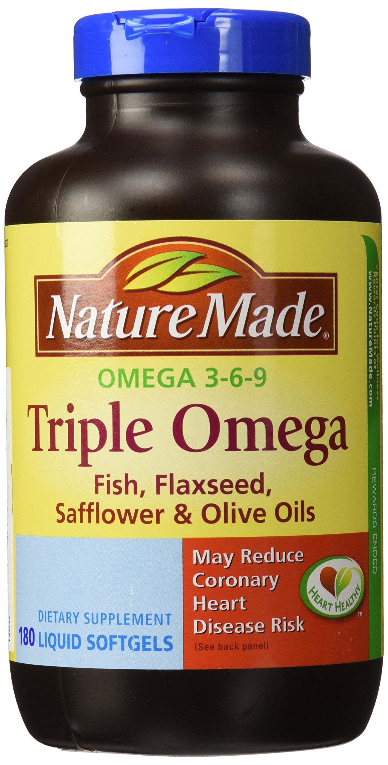 Nature Made Triple Omega 3 6 9 Supplements, Flaxseed, Safflower & Olive Oils, Fish Free Omega 3 Fatty Acid Supplement, 150 Softgels, 75 Day Supply