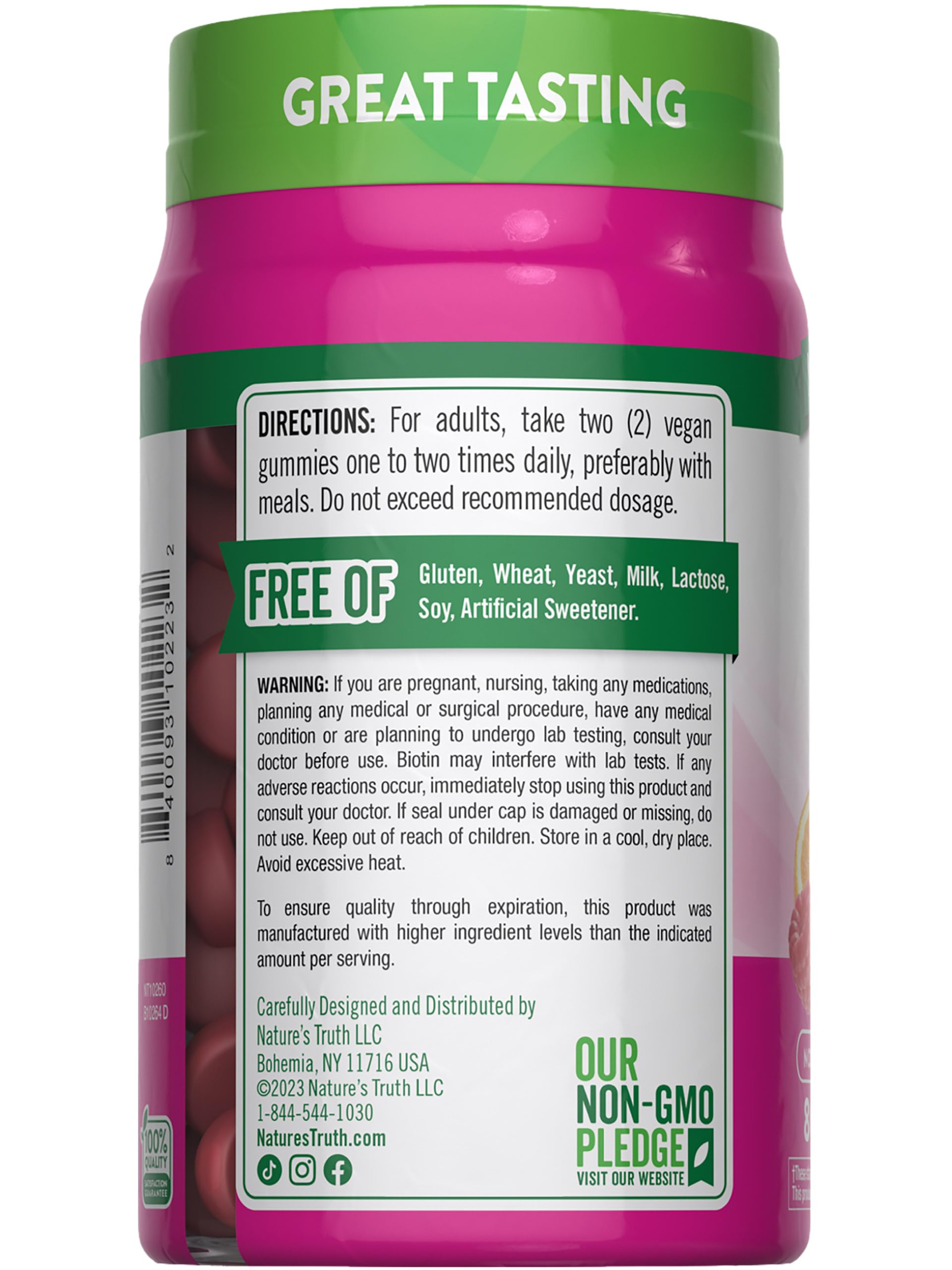 Nature's Truth Hair Skin and Nails Gummies, 80 Count, 2500mcg of Biotin