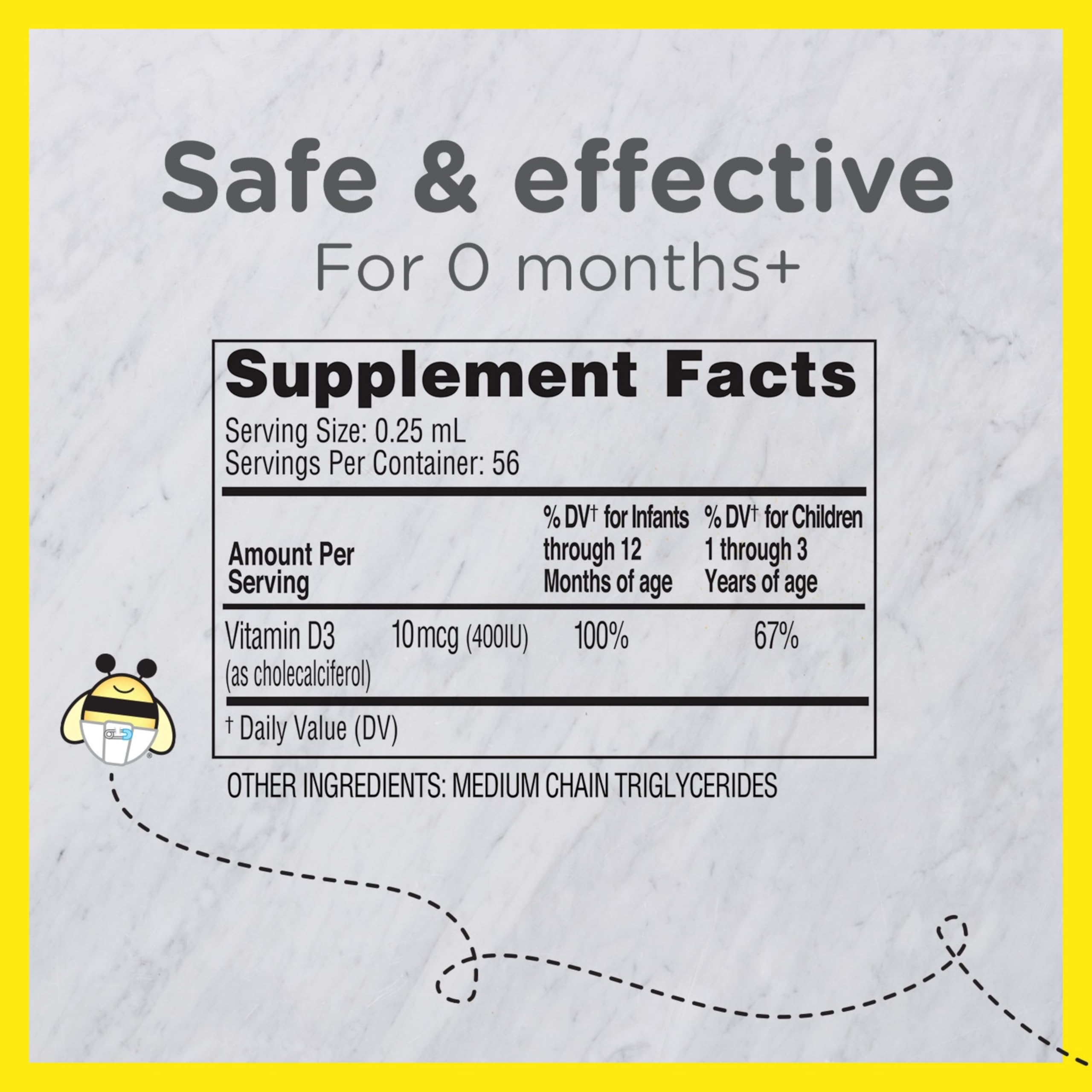 Zarbee's Vitamin D Drops for Infants, 400IU (10mcg), Dropper Syringe Included, 0.47 Fl Oz