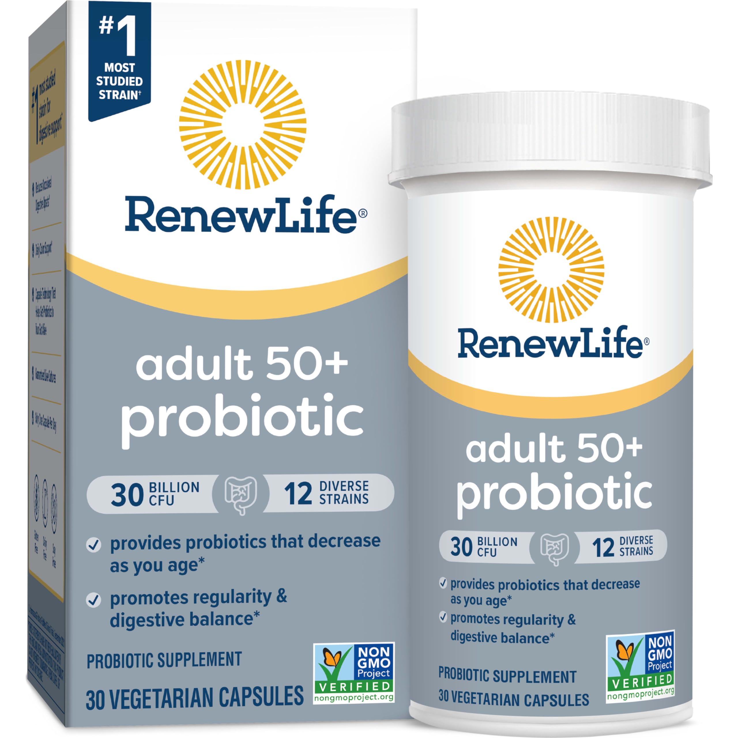 Renew Life Probiotic Adult 50 Plus Probiotic Capsules, D, 30 Billion CFU