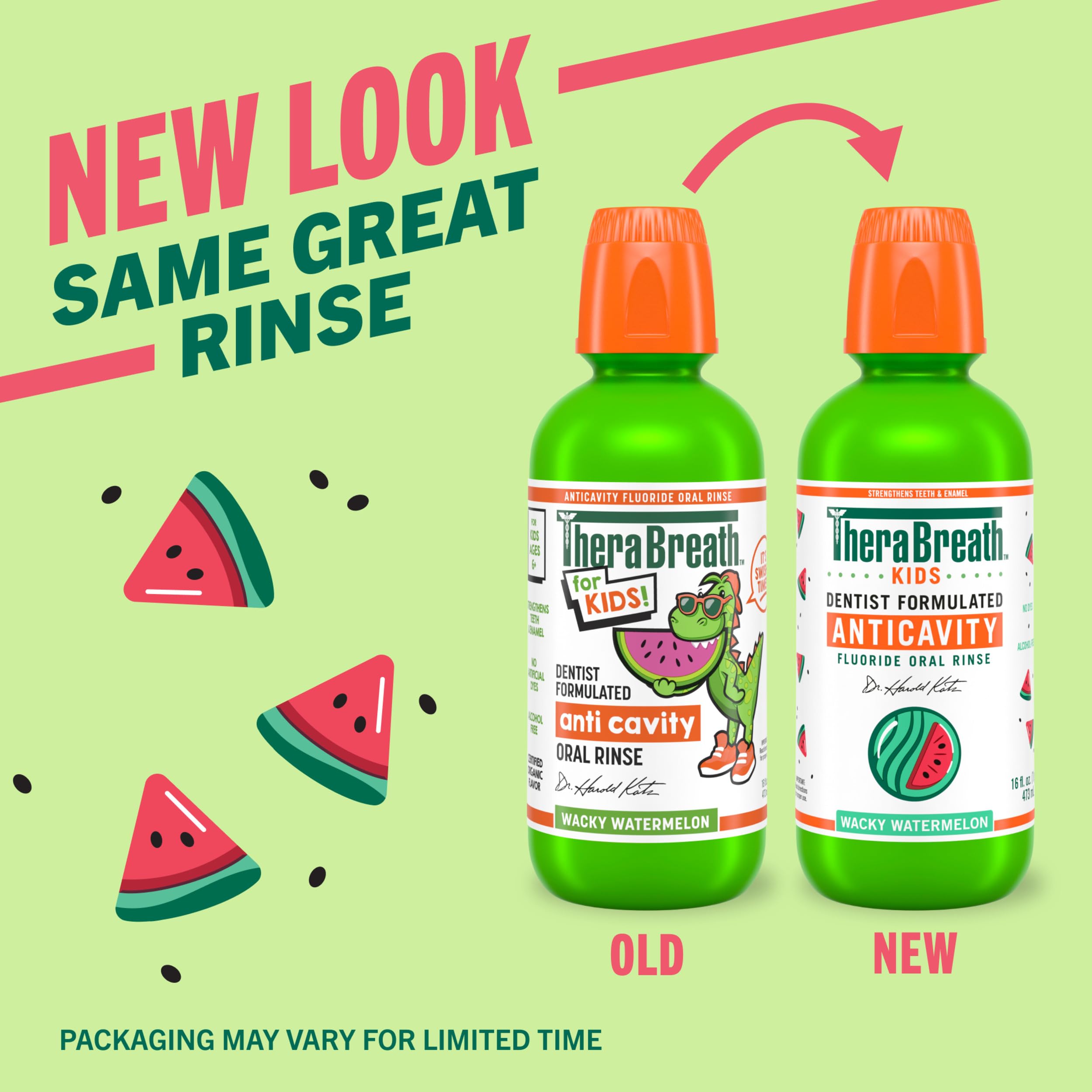 TheraBreath Kids Organic Wacky Watermelon Mouthwash, 16 Fl Oz