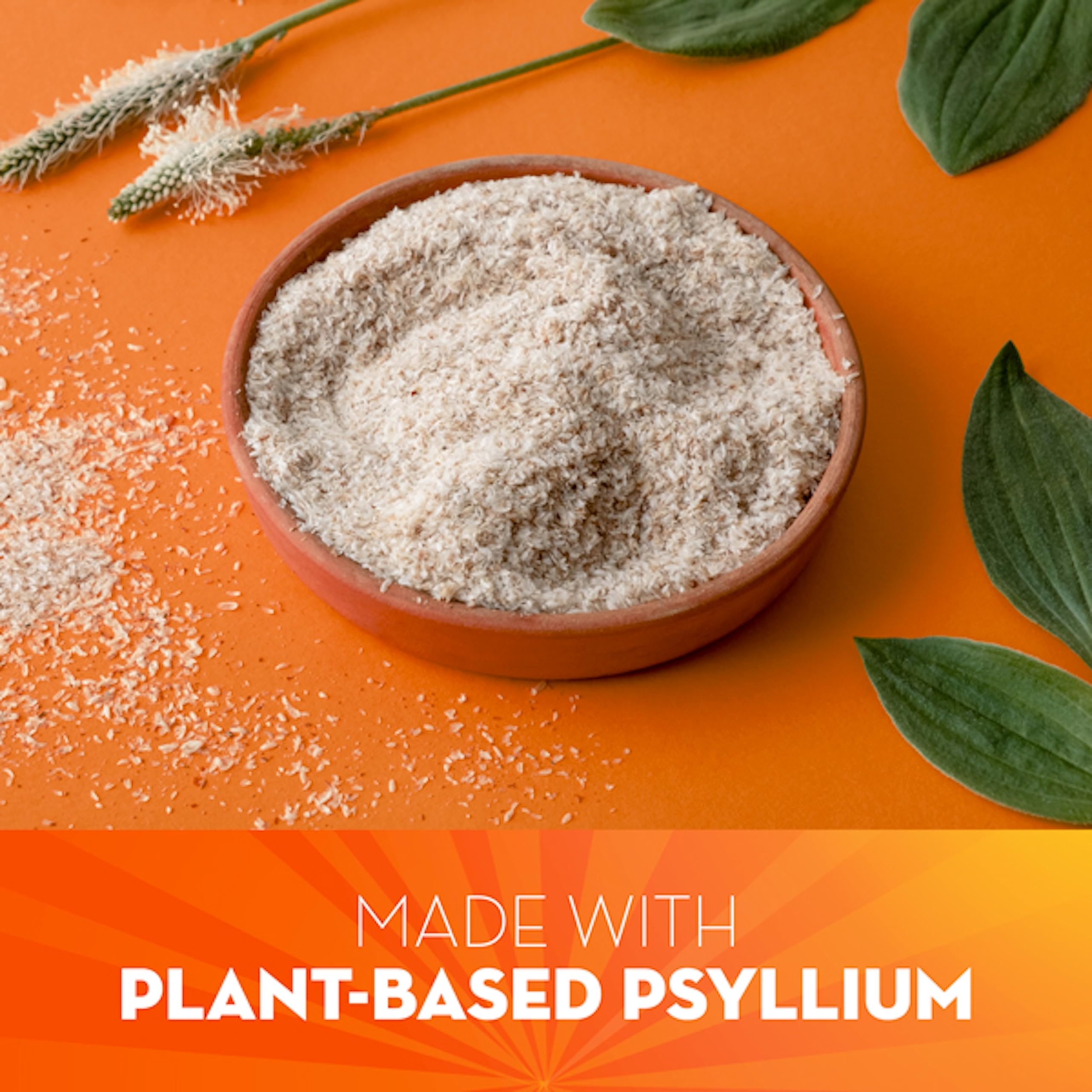 Metamucil 4-in-1 Psyllium Husk Fiber Supplement, 180 teaspoons, Orange Flavored.