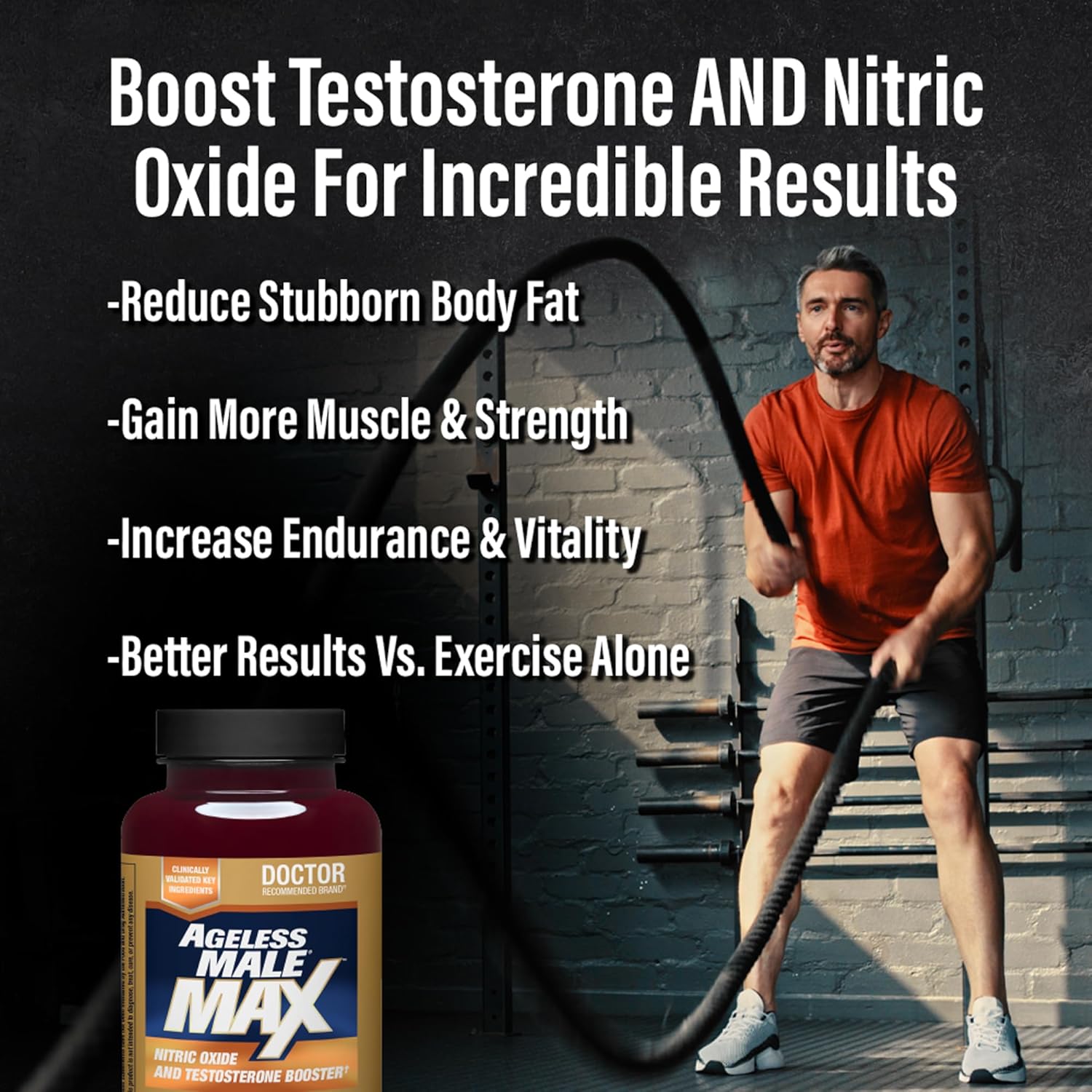 Ageless Male Max Total Testosterone Booster Supplement for Men, 60 Caplets