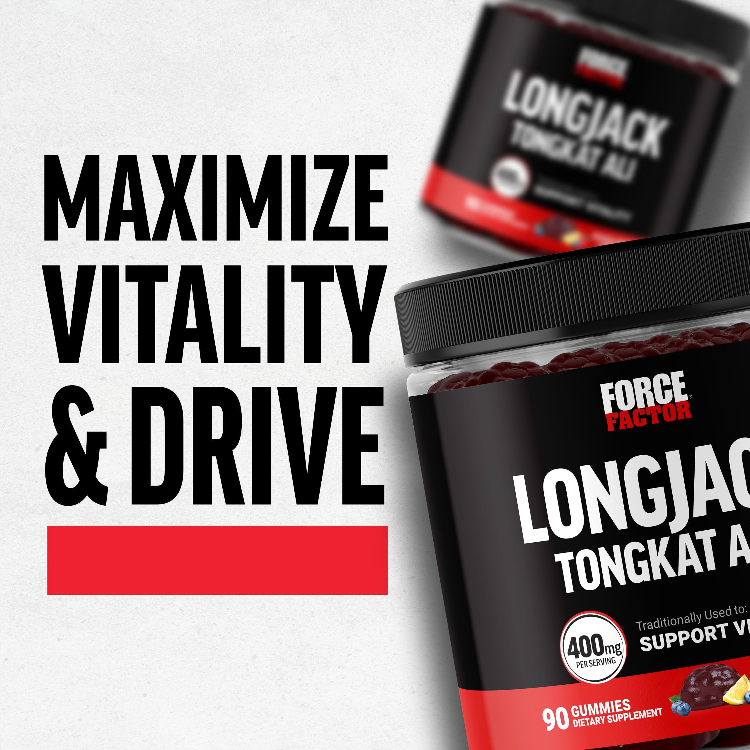 Force Factor Longjack Tongkat Ali 400mg, 90 gummies